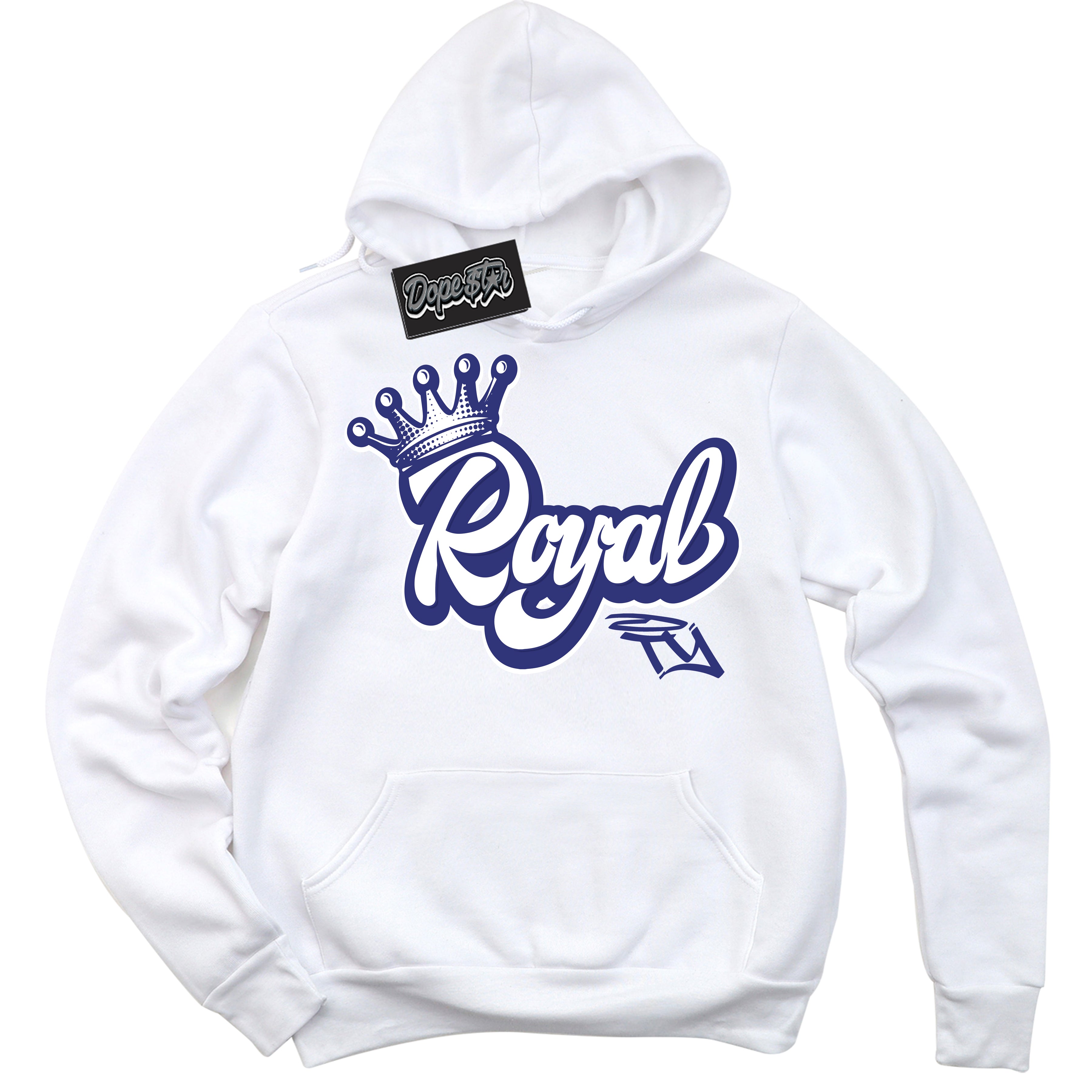 Cool White Hoodie with “ Royalty ”  design that Perfectly Matches Concord Dunk.