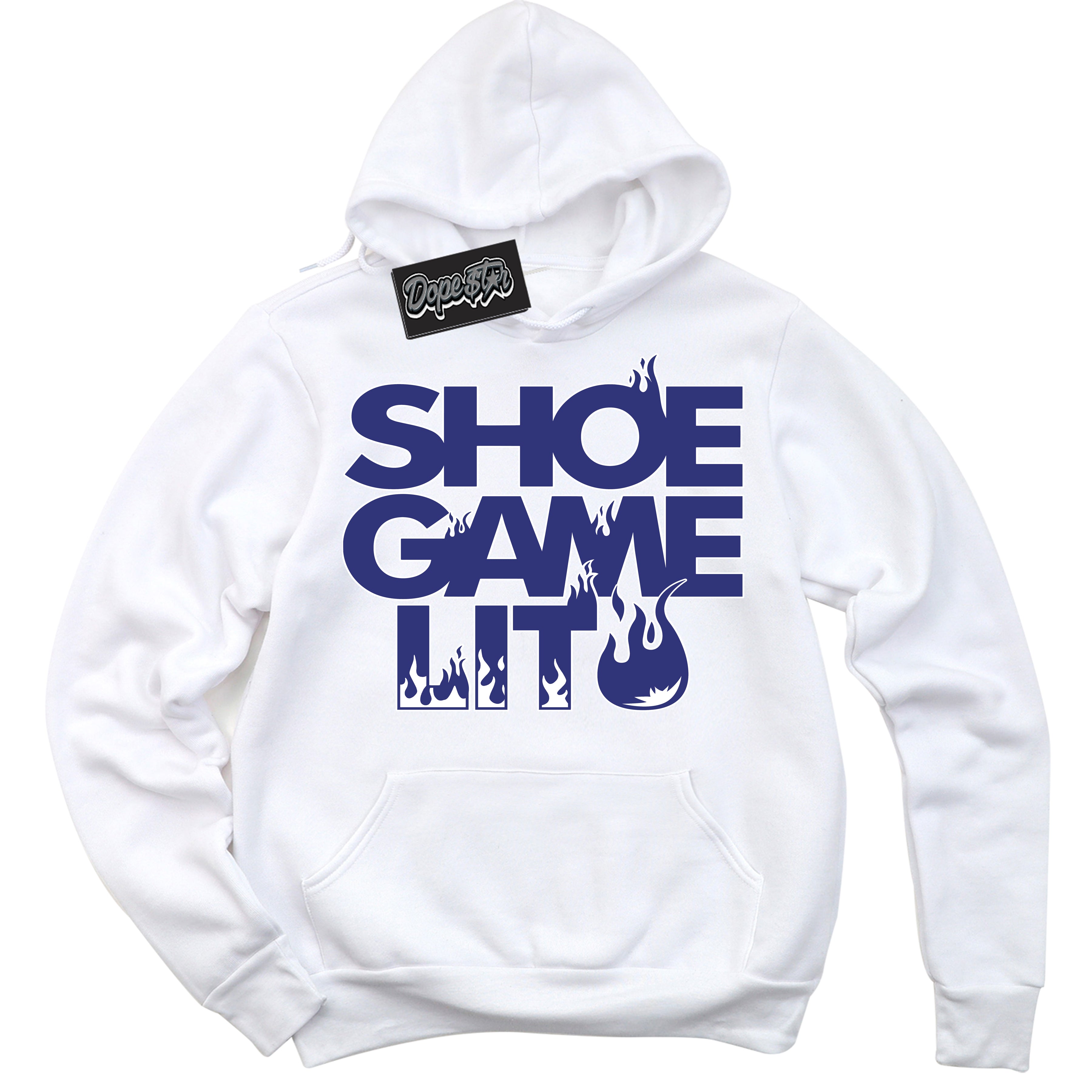Cool White Hoodie with “ Shoe Game Lit ”  design that Perfectly Matches Concord Dunk.