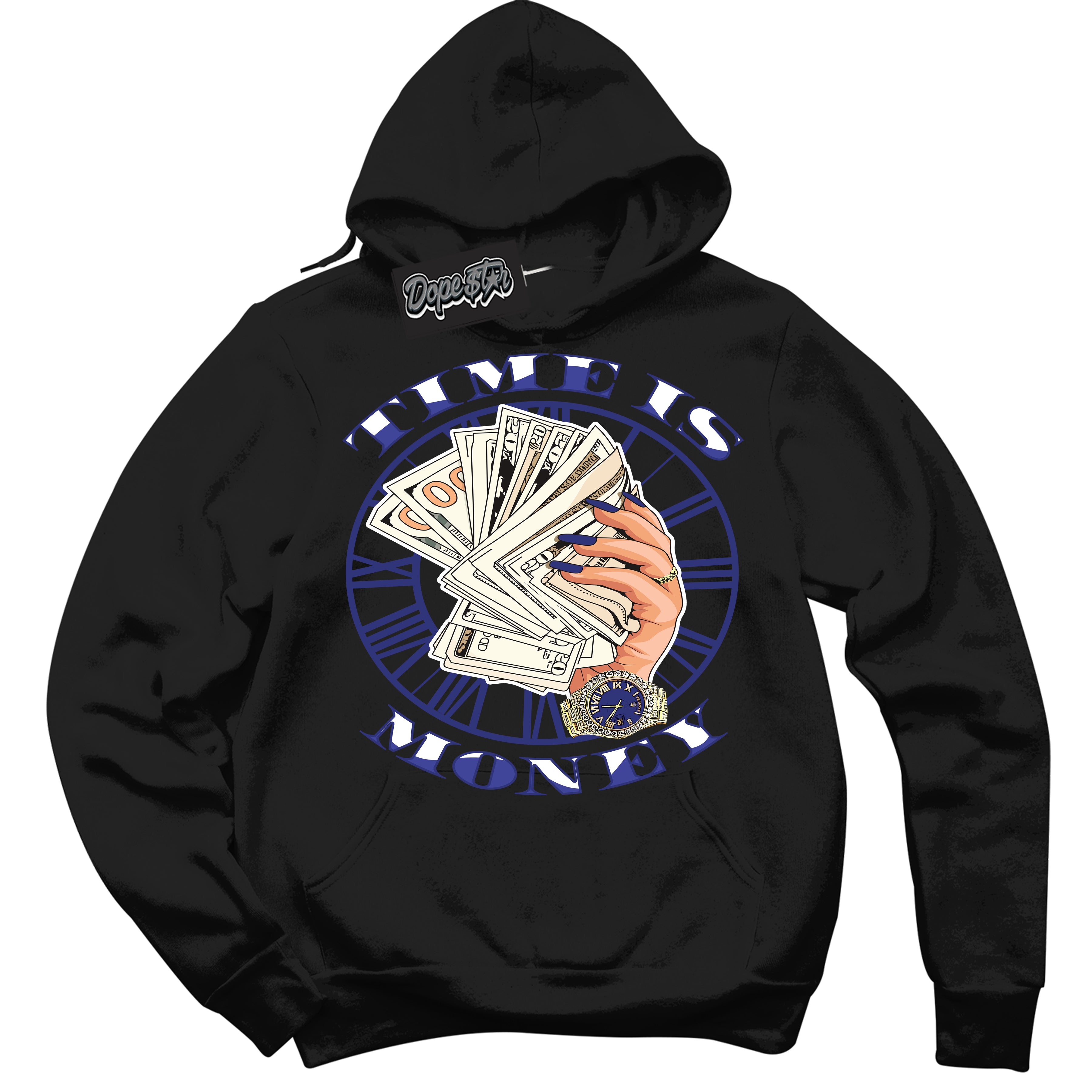 Cool Black Hoodie with “ Time Is Money ”  design that Perfectly Matches Concord Dunk.