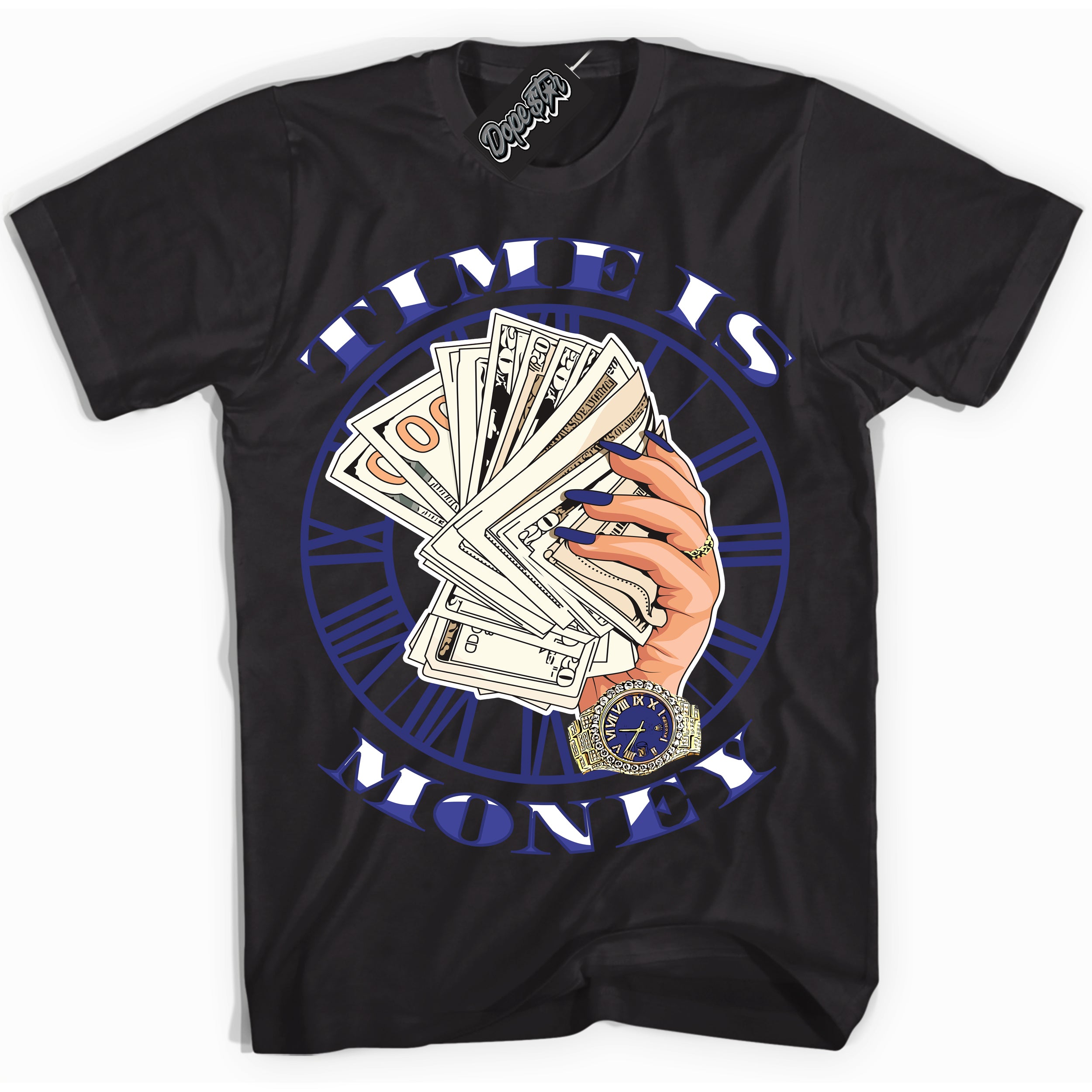 Cool Black Shirt with “ Time Is Money ” design that perfectly matches Concord Dunk.