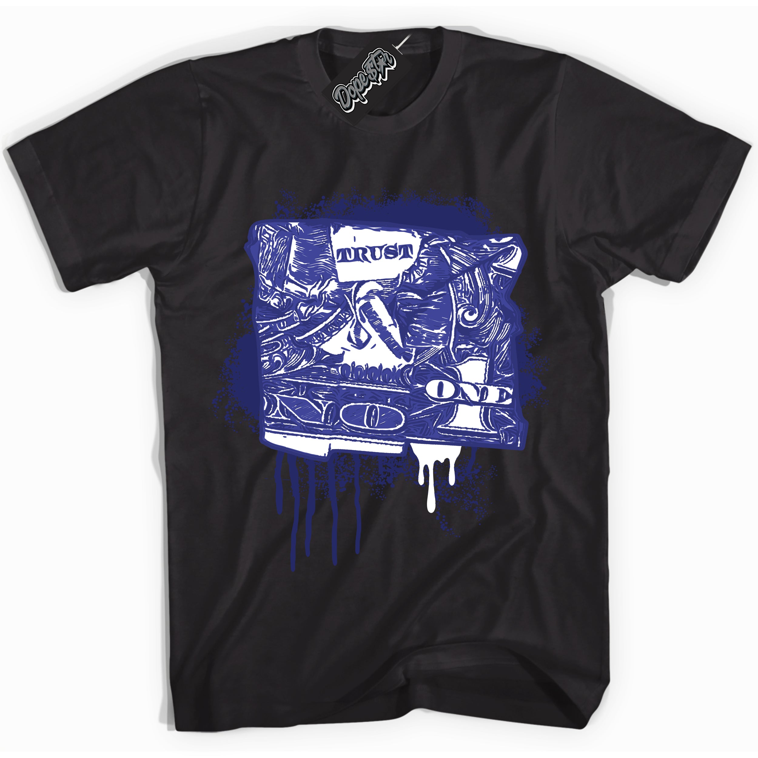 Cool Black Shirt with “ Trust No One Dollar ” design that perfectly matches Concord Dunk.