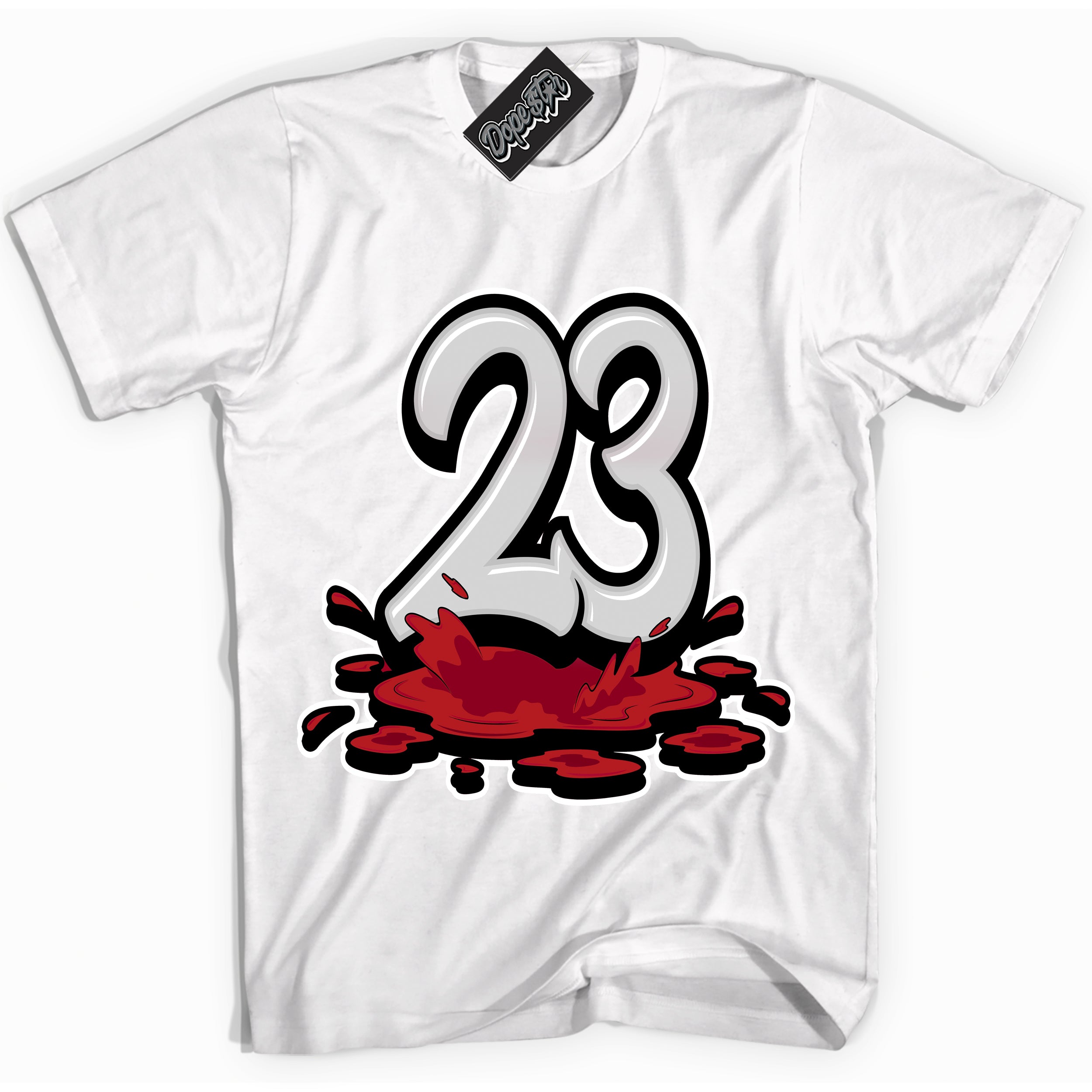 Cool White Shirt with “ 23 Melting” design that perfectly matches Pro J Pack Chicago Dunks.