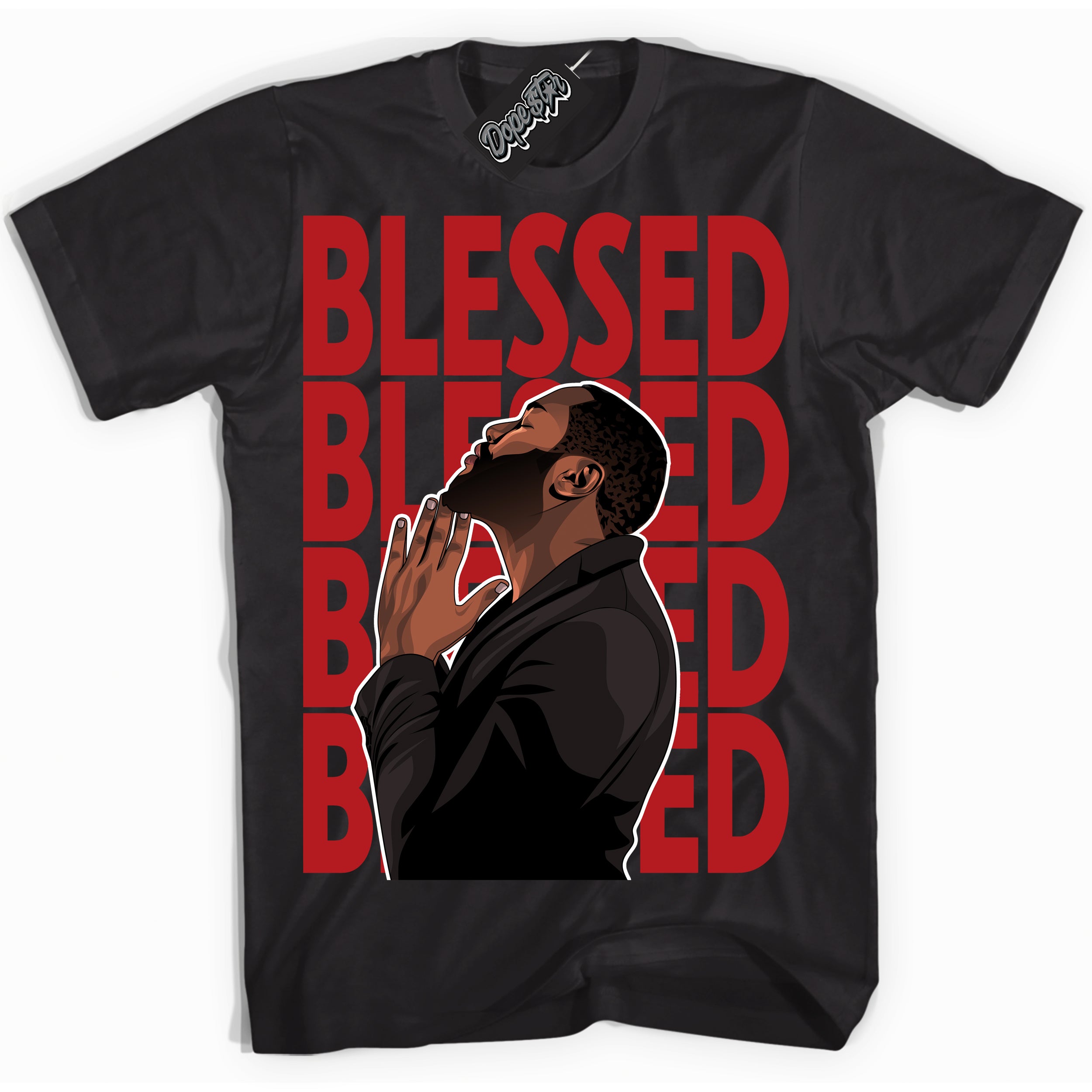 Cool Black Shirt with “ God Blessed” design that perfectly matches Pro J Pack Chicago Dunks.