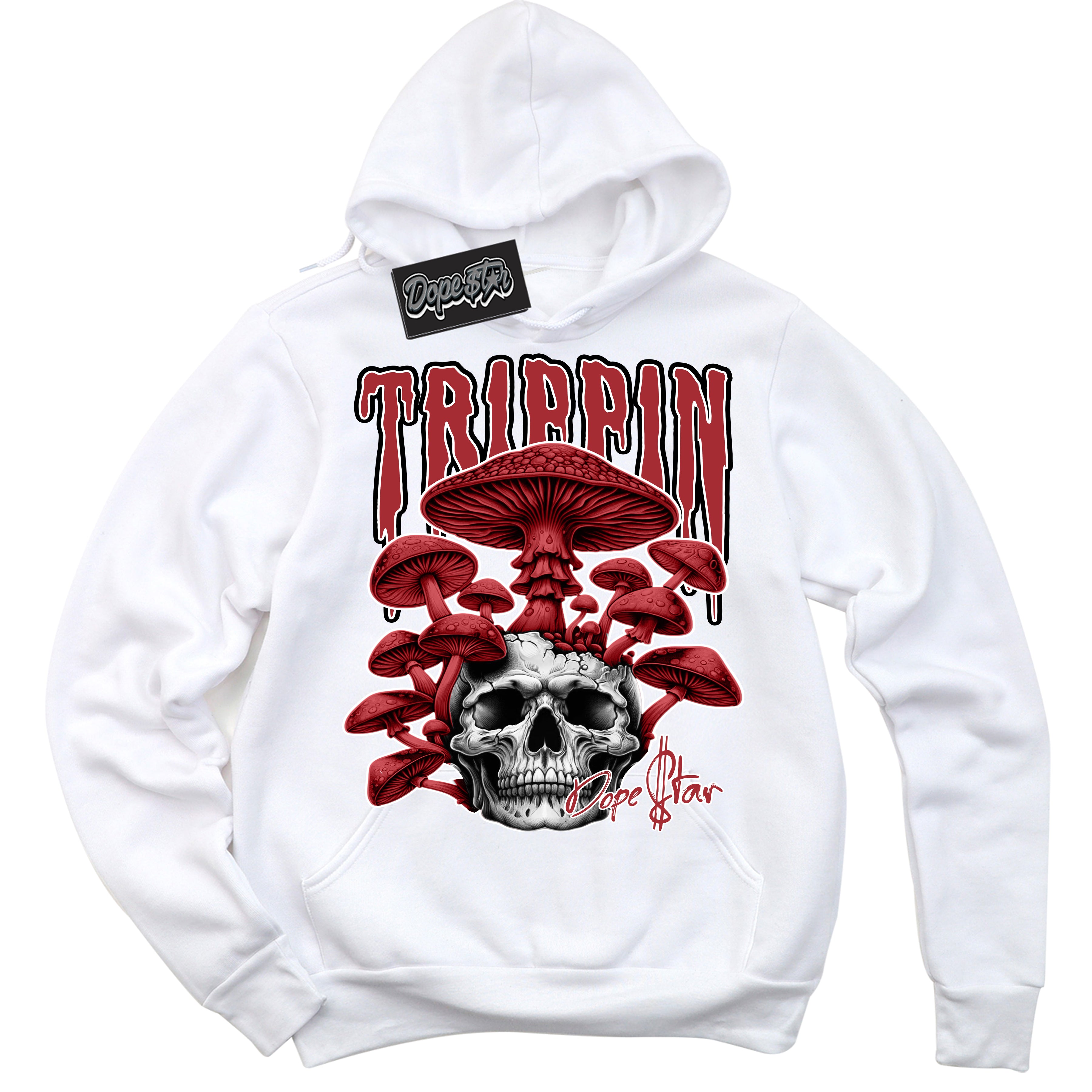 Cool White Hoodie with “Trippin” design that Perfectly Matches Pro J Pack Chicago Dunk Sneakers.