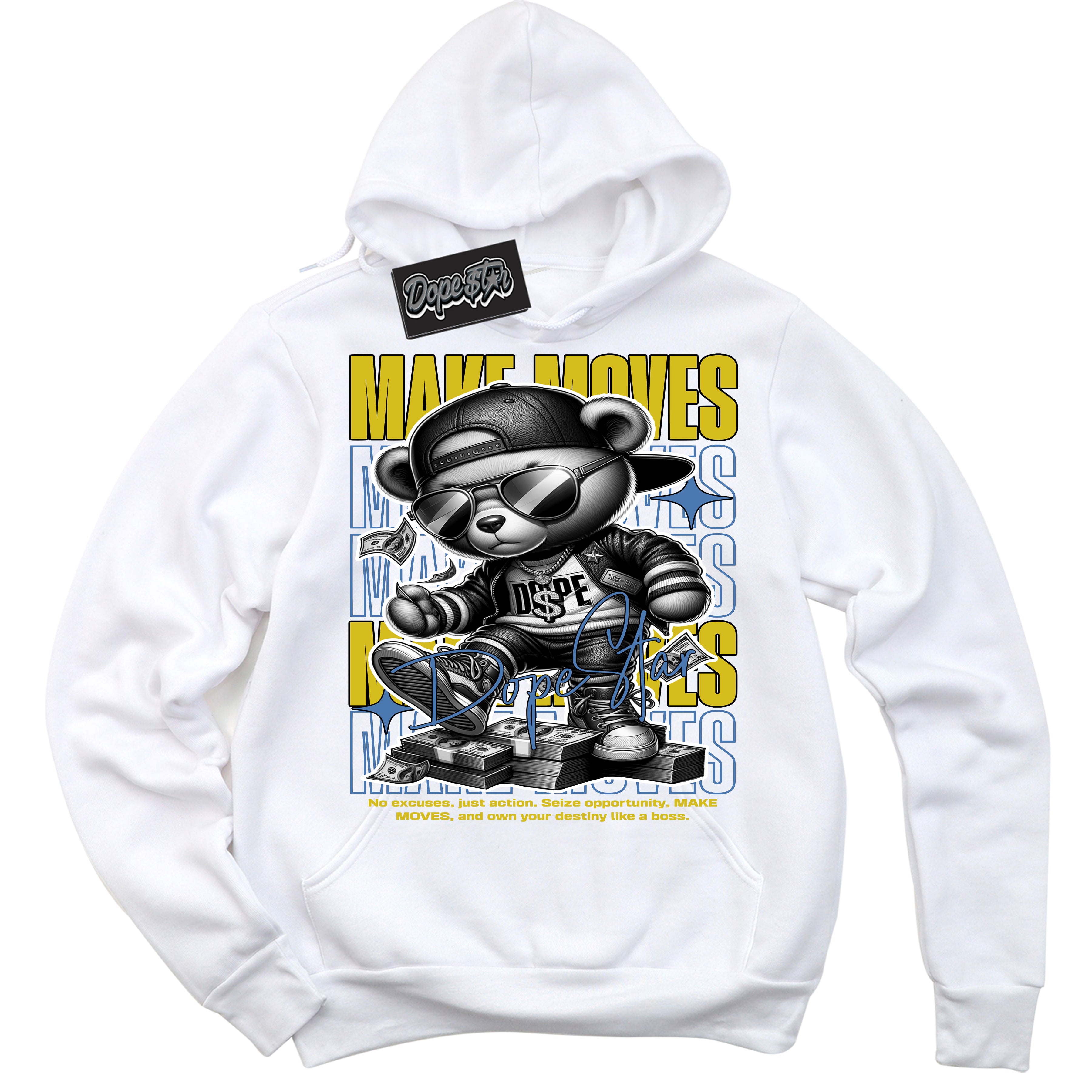 Cool White Hoodie with “ Makin Moves ”  design that Perfectly Matches Pro X Powerpuff Girls Bubbles Sneakers.