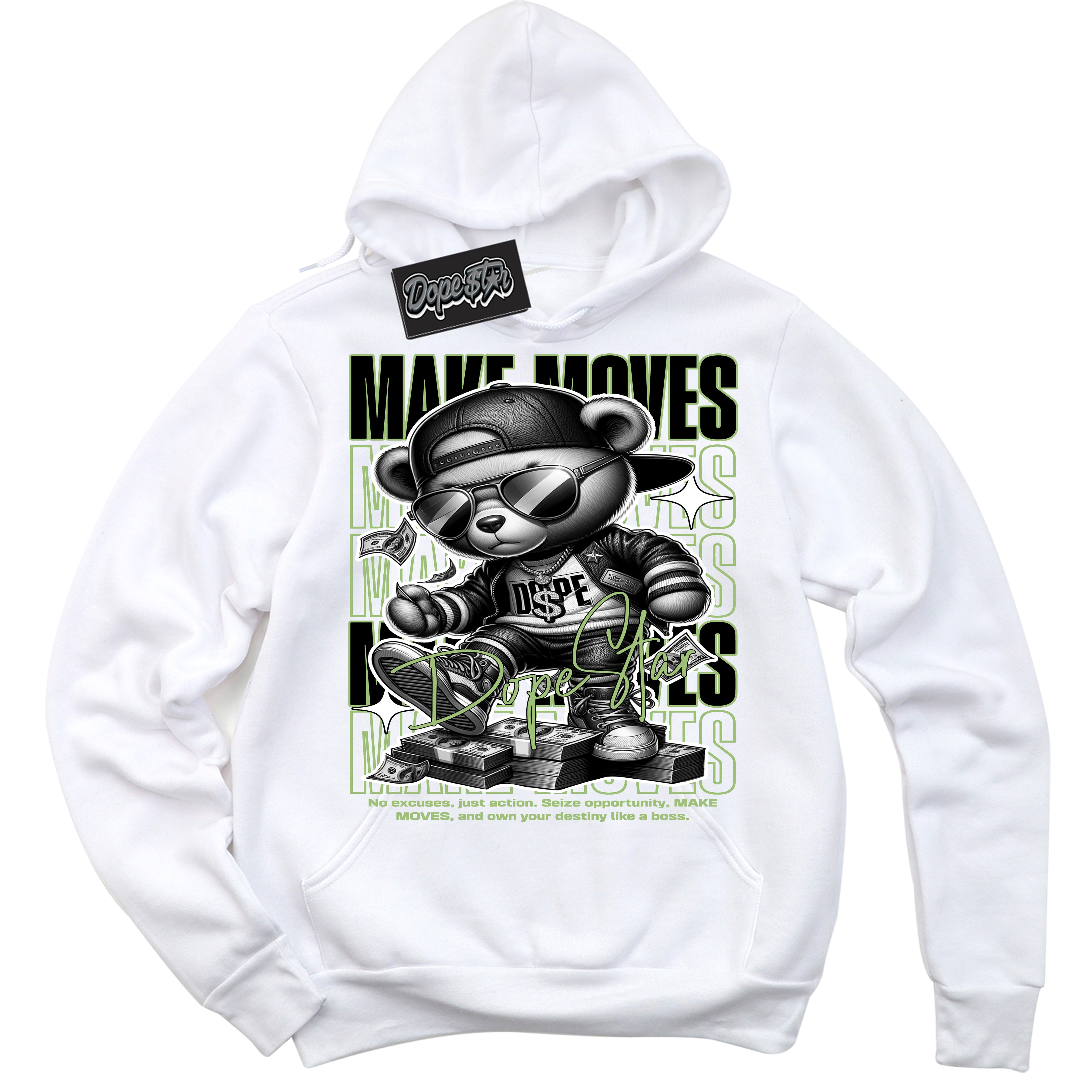 Cool White Hoodie with “ Makin Moves ”  design that Perfectly Matches Pro X Powerpuff Girls Buttercup Sneakers.