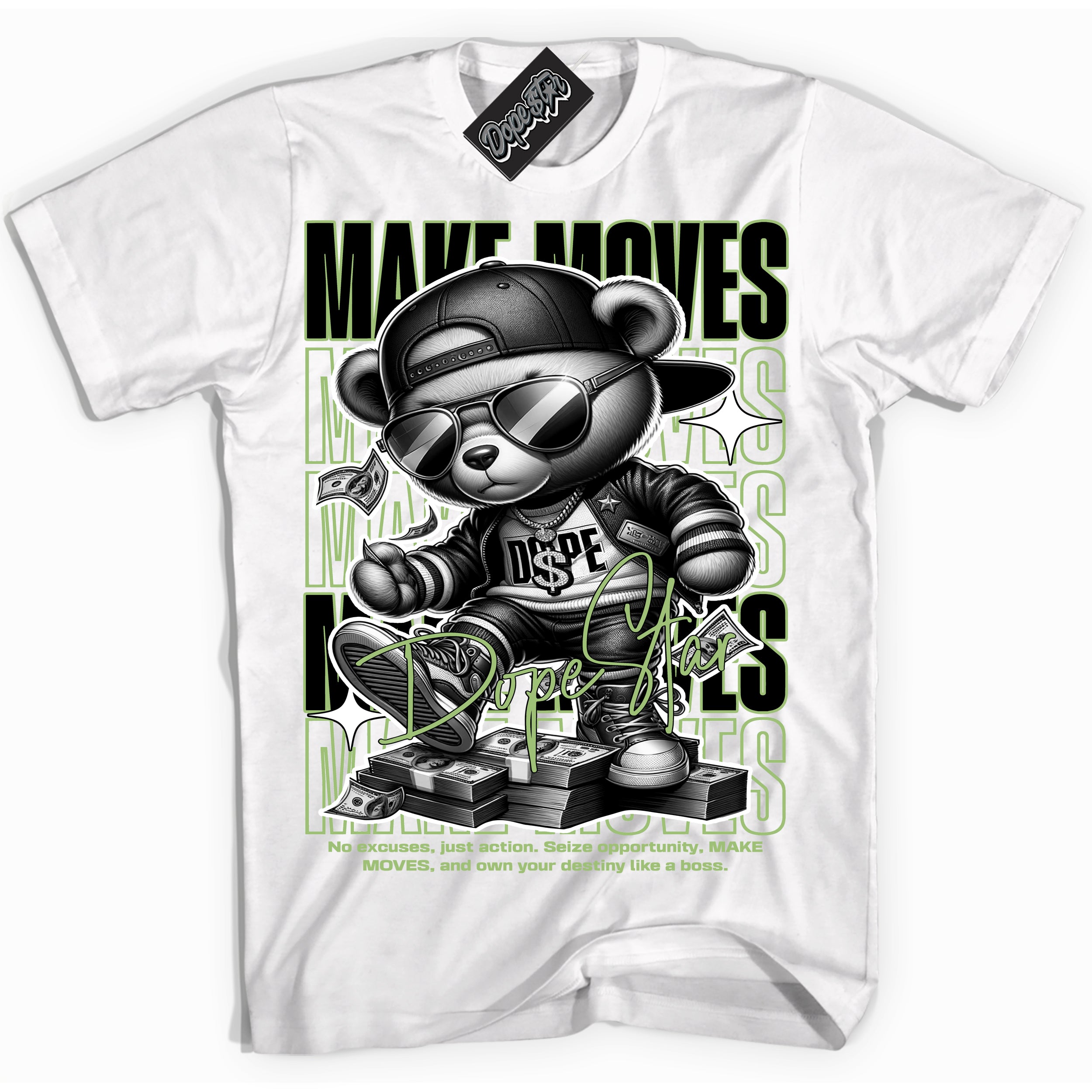 Cool White Shirt with “ Makin Moves” design that perfectly matches Pro X Powerpuff Girls Buttercup Sneakers.