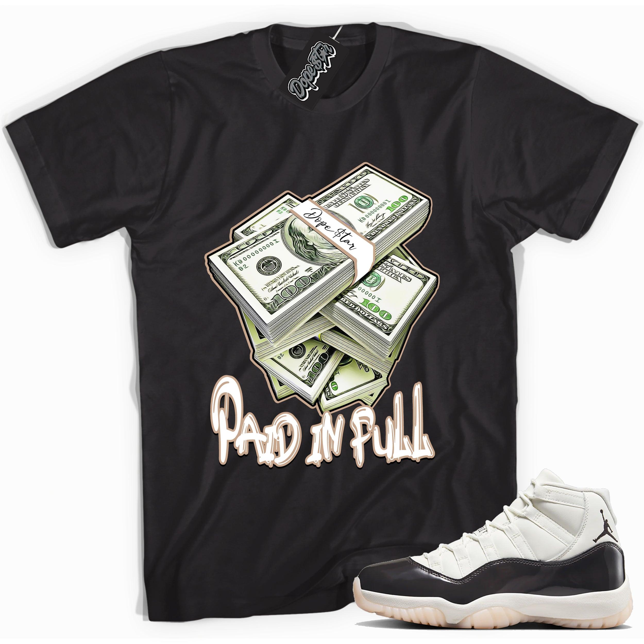 Cool Black graphic tee with “ Paid In Full ” print, that perfectly matches Air Jordan 11 Neapolitan sneakers