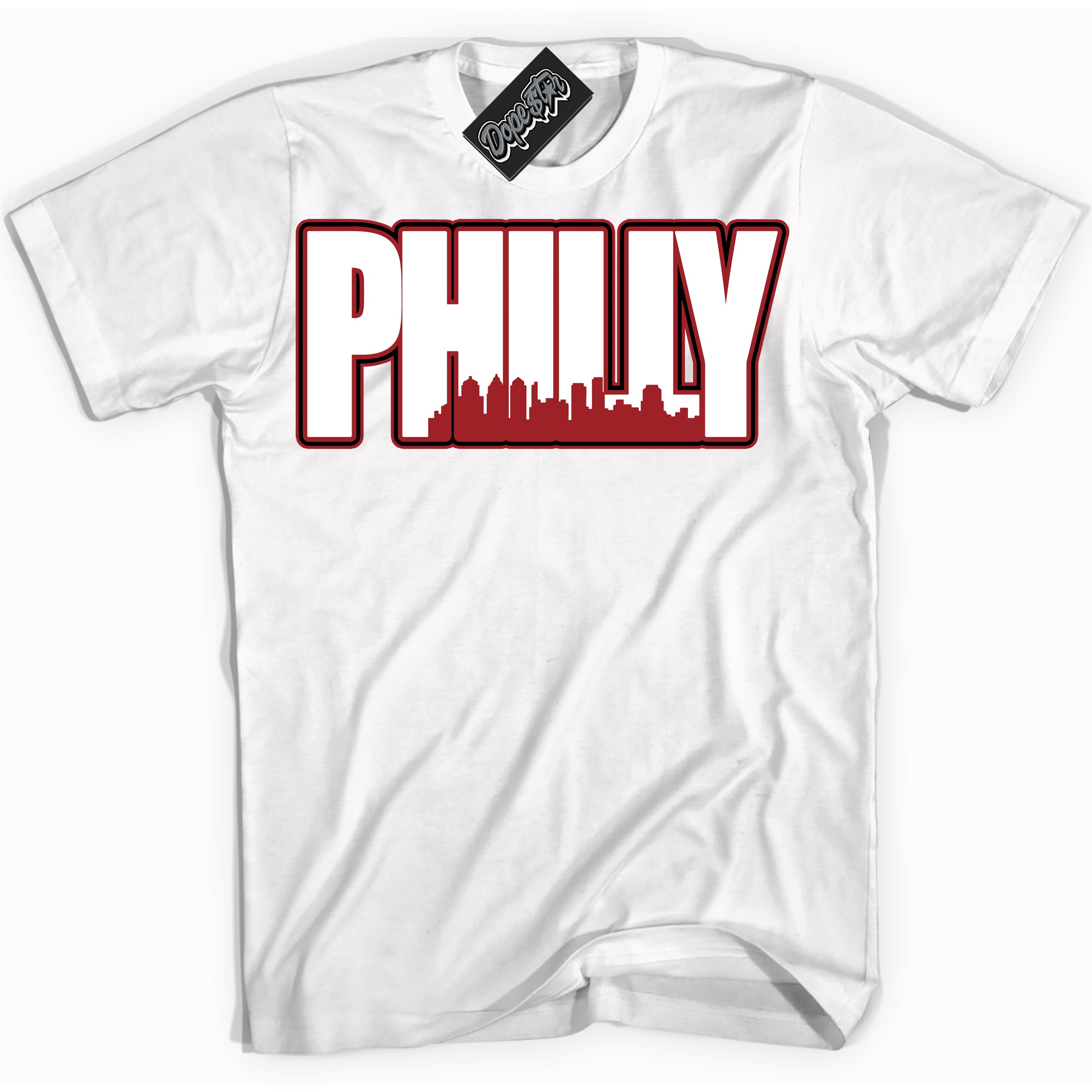 Cool White graphic tee with “ Philly ” print, that perfectly matches Lost And Found 1s sneakers