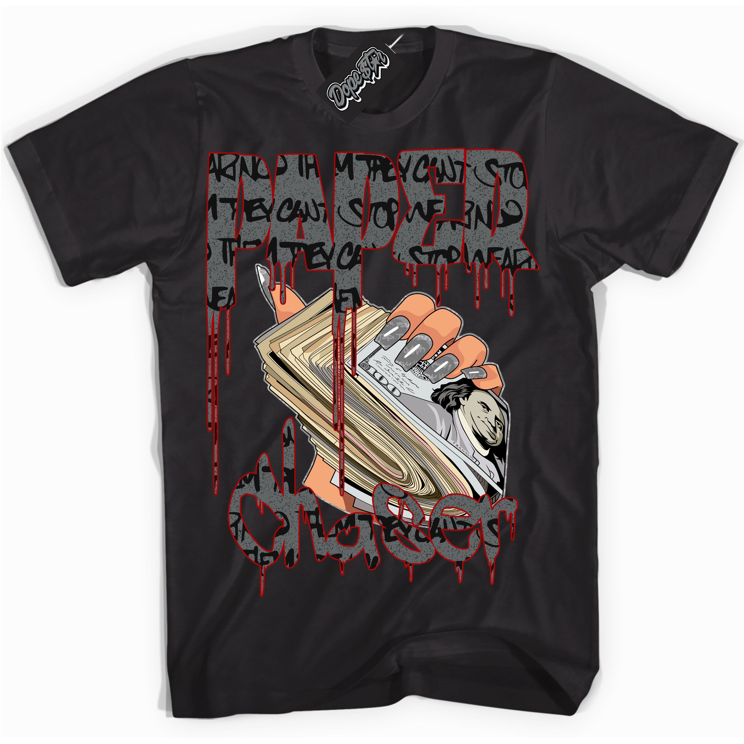 Cool Black Shirt with “ Paper Chaser ” design that perfectly matches Rebellionaire 1s Sneakers.