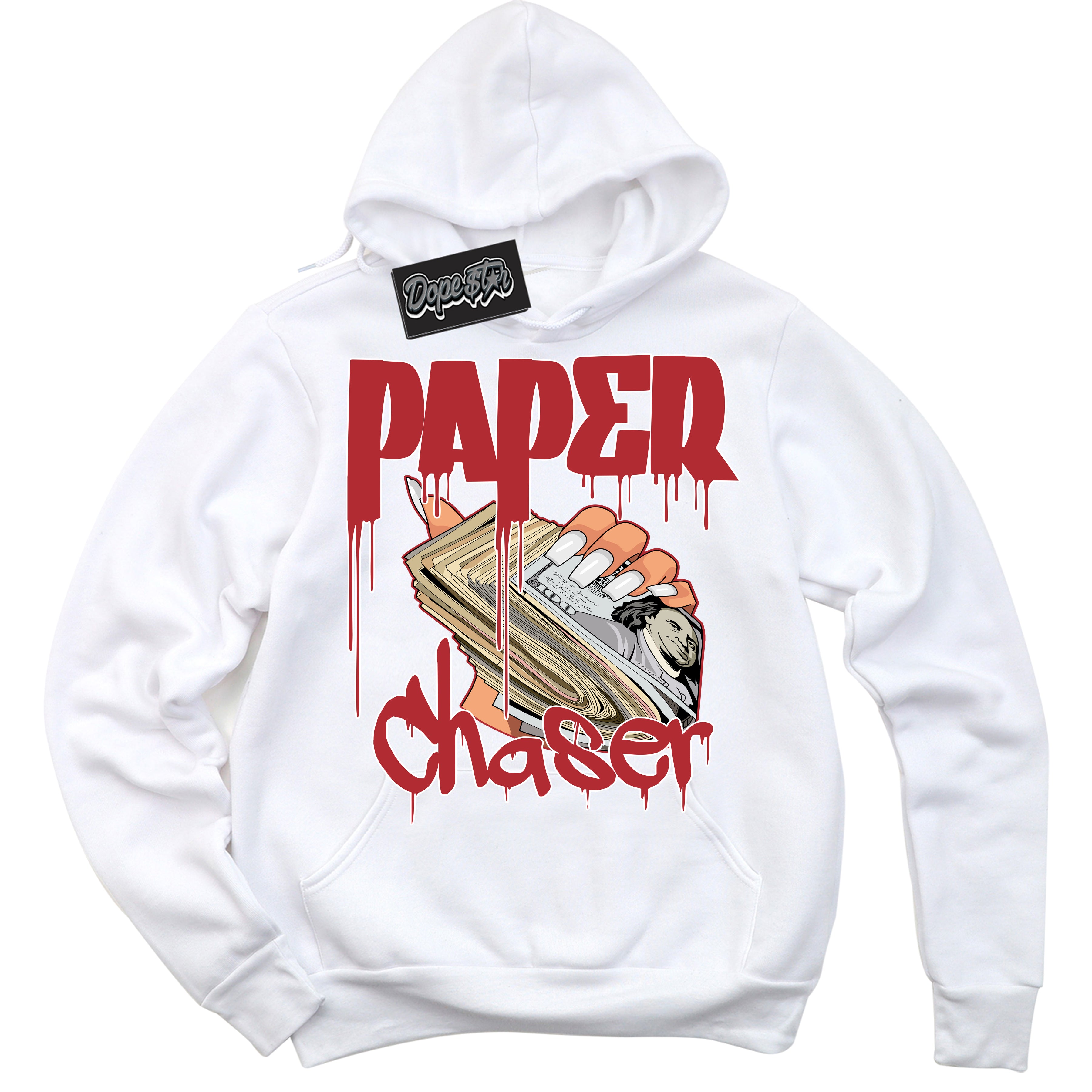 Cool White Hoodie With “ Paper Chaser “ Design That Perfectly Matches Lost And Found 1s Sneakers.