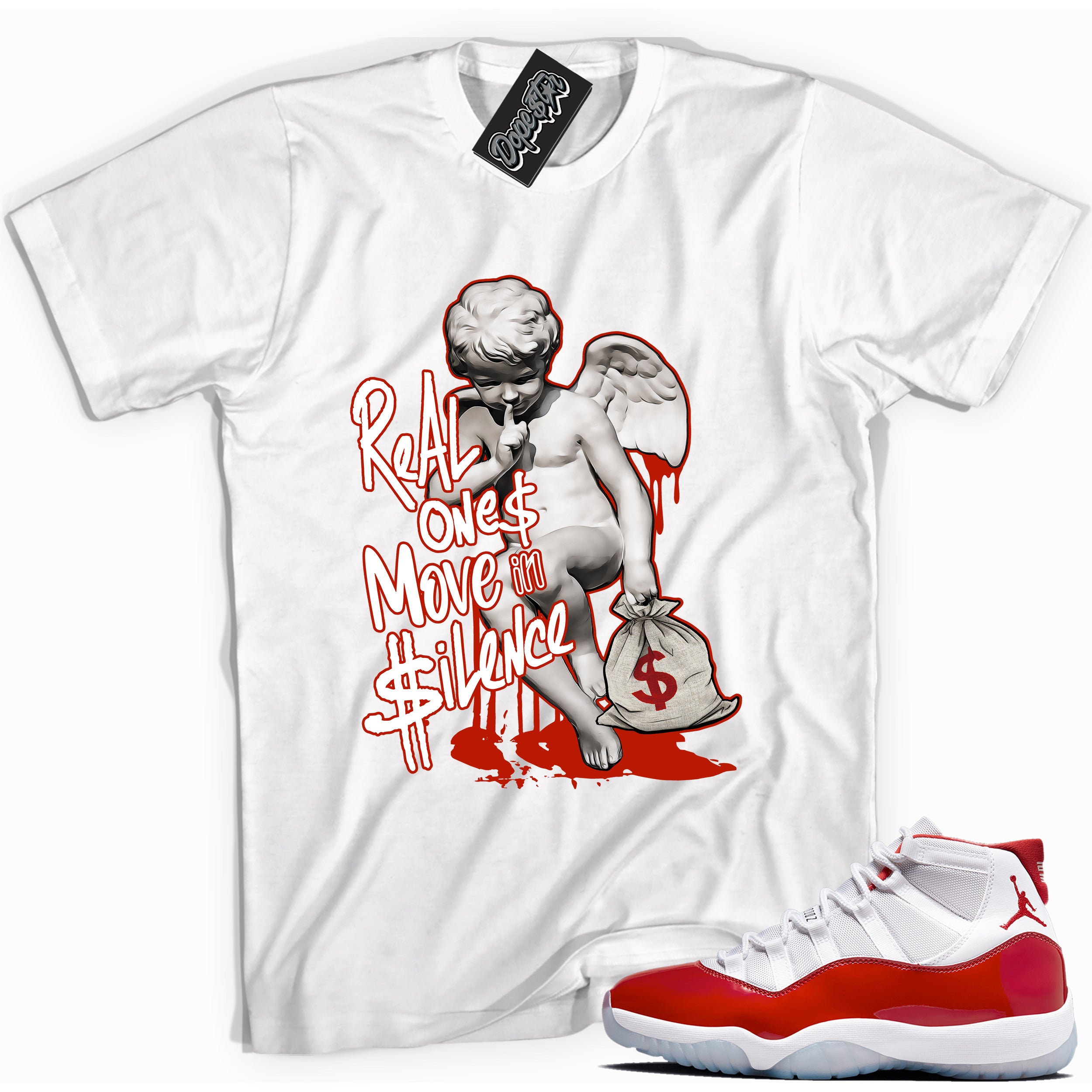 Cool White graphic tee with “ Stay Lit ” print, that perfectly matches CHERRY 11s  sneakers