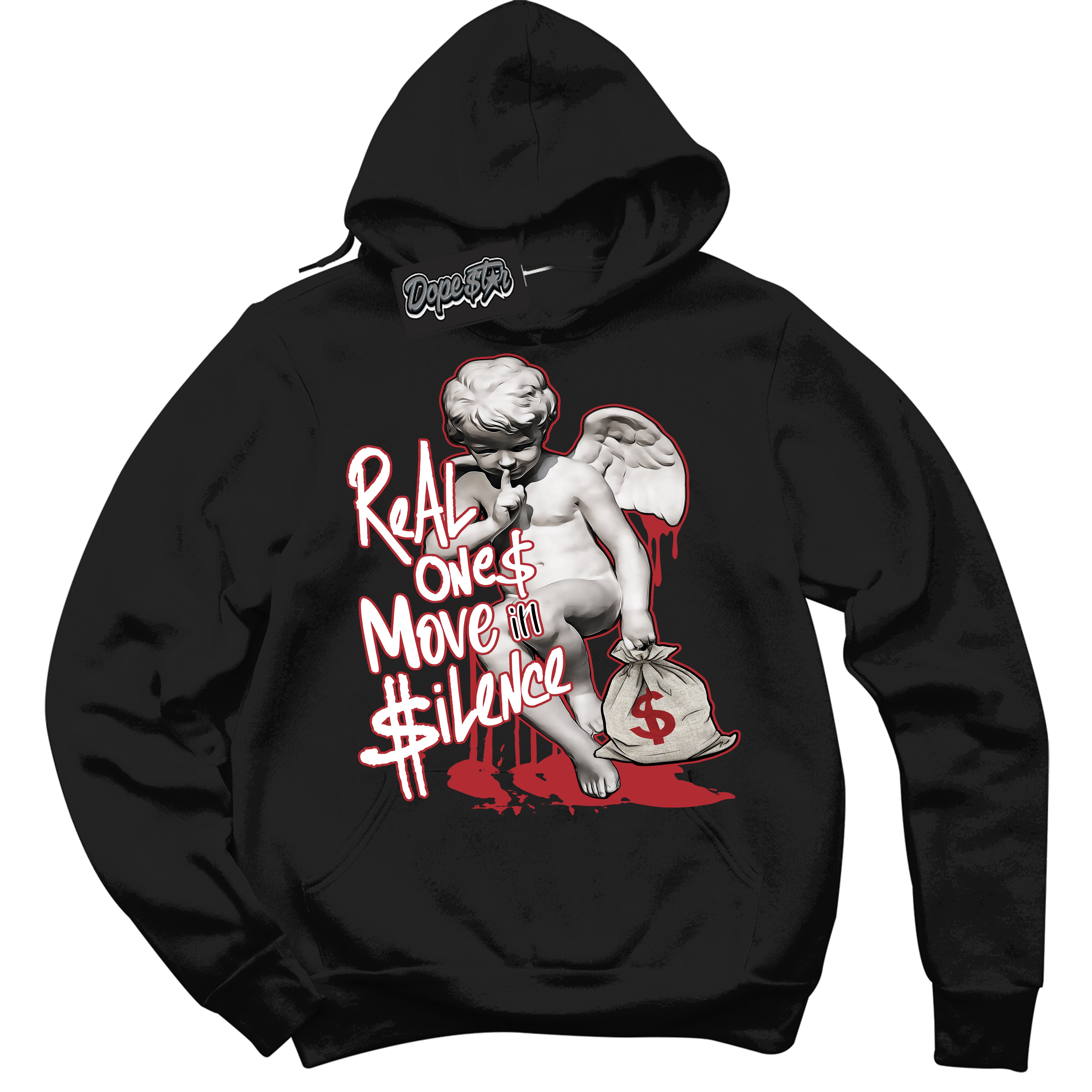 Cool Black Hoodie With “ Real Ones Cherub “ Design That Perfectly Matches Lost And Found 1s Sneakers