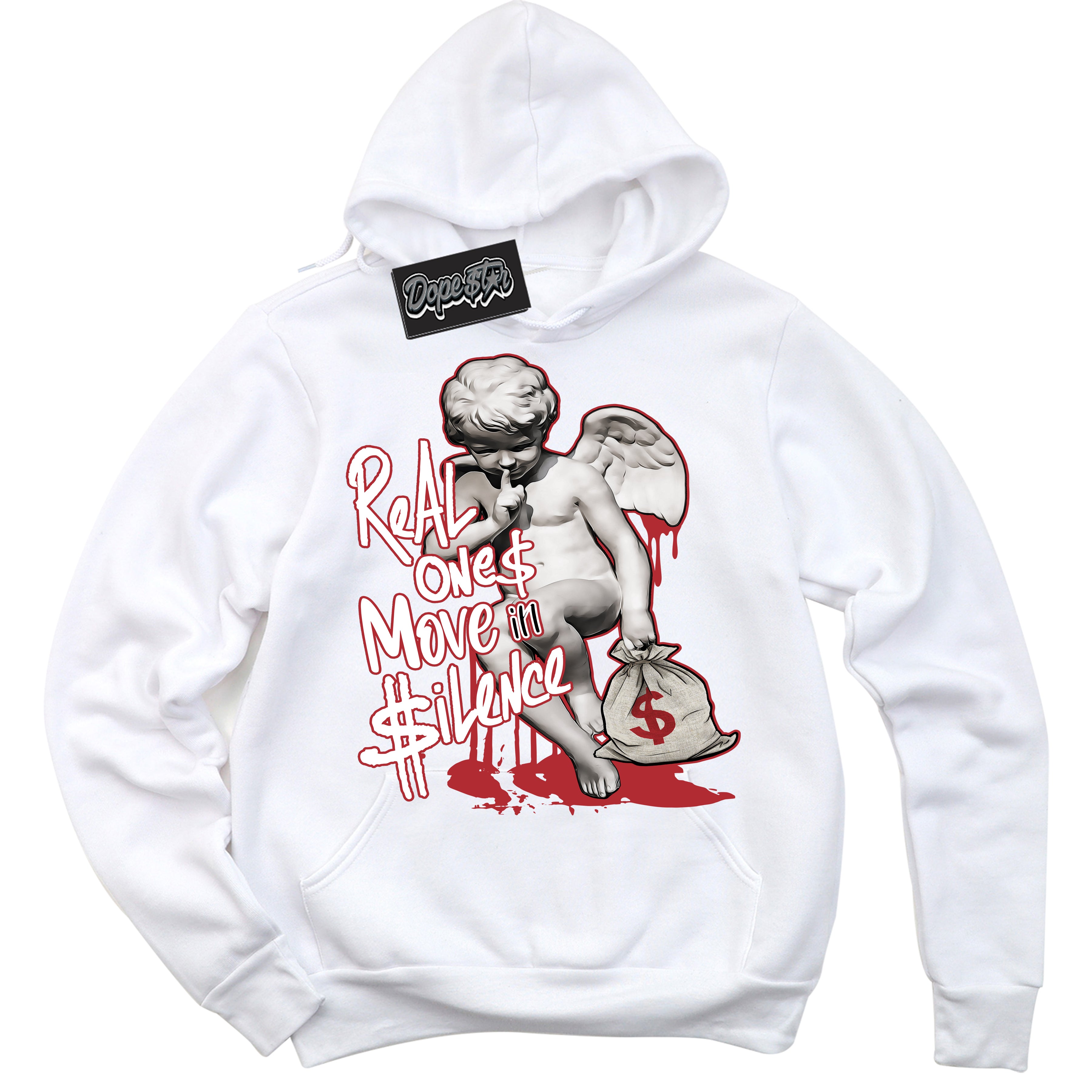 Cool White Hoodie With “ Real Ones Cherub “ Design That Perfectly Matches Lost And Found 1s Sneakers.