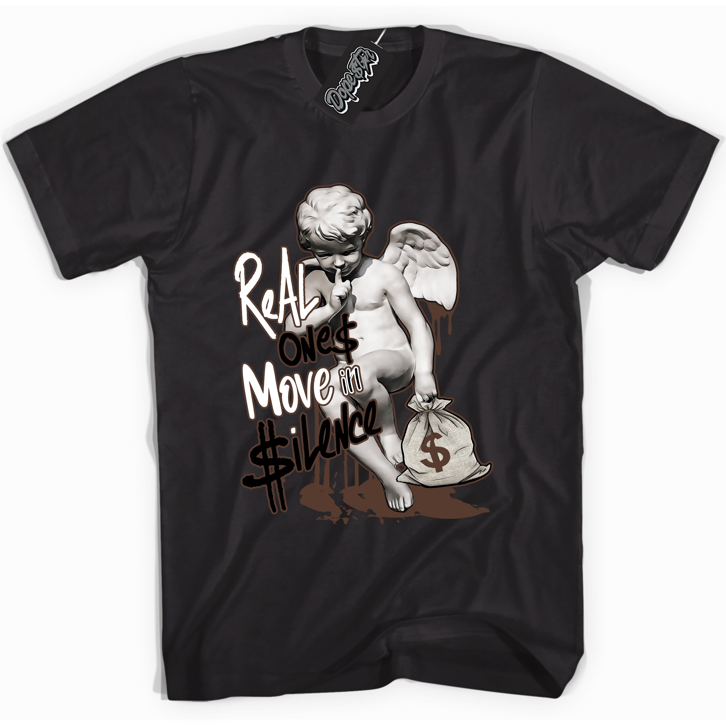 Cool Black graphic tee with “ Real Ones Cherub ” design, that perfectly matches Palomino 1s sneakers