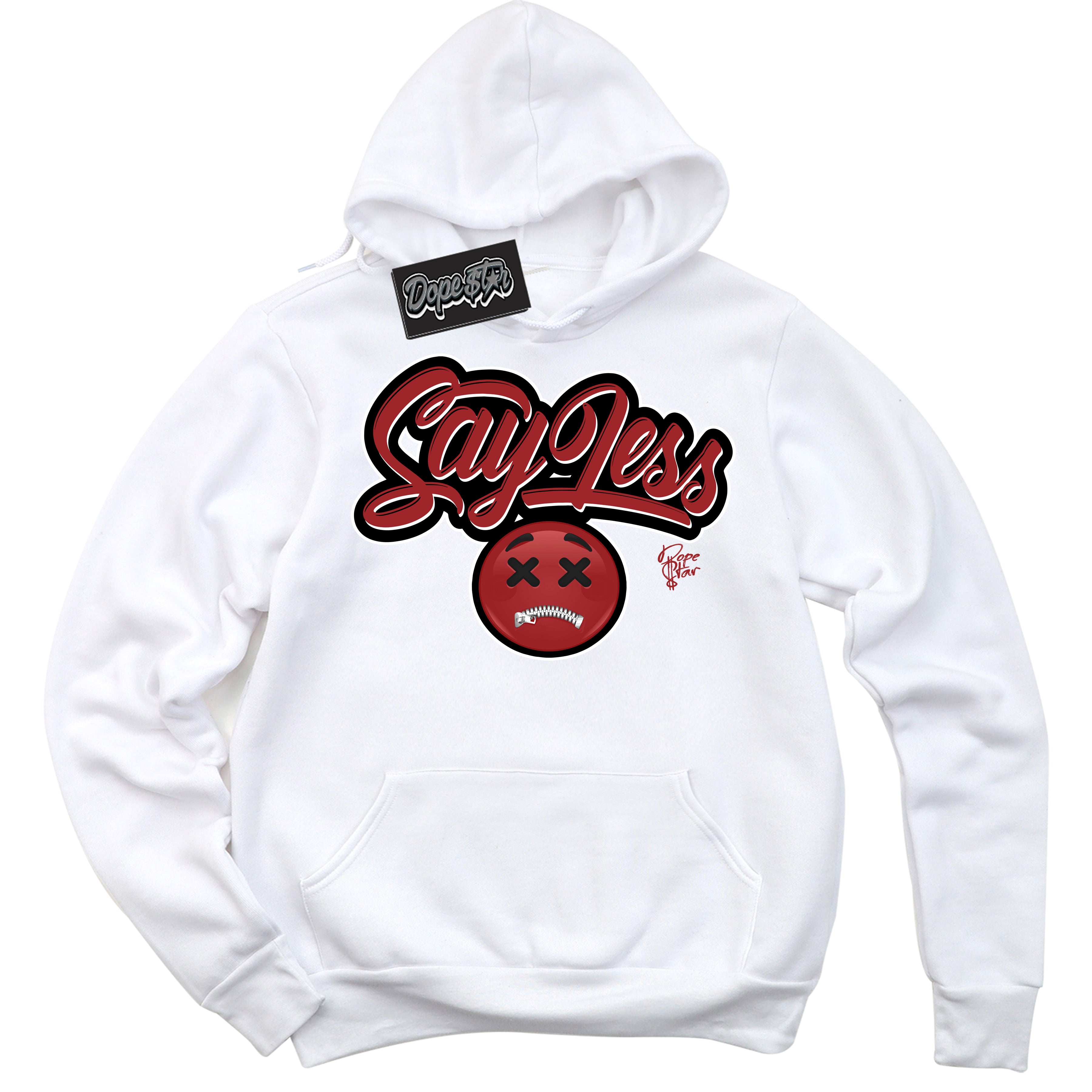 Cool White Hoodie With “ Say Less “ Design That Perfectly Matches Lost And Found 1s Sneakers.