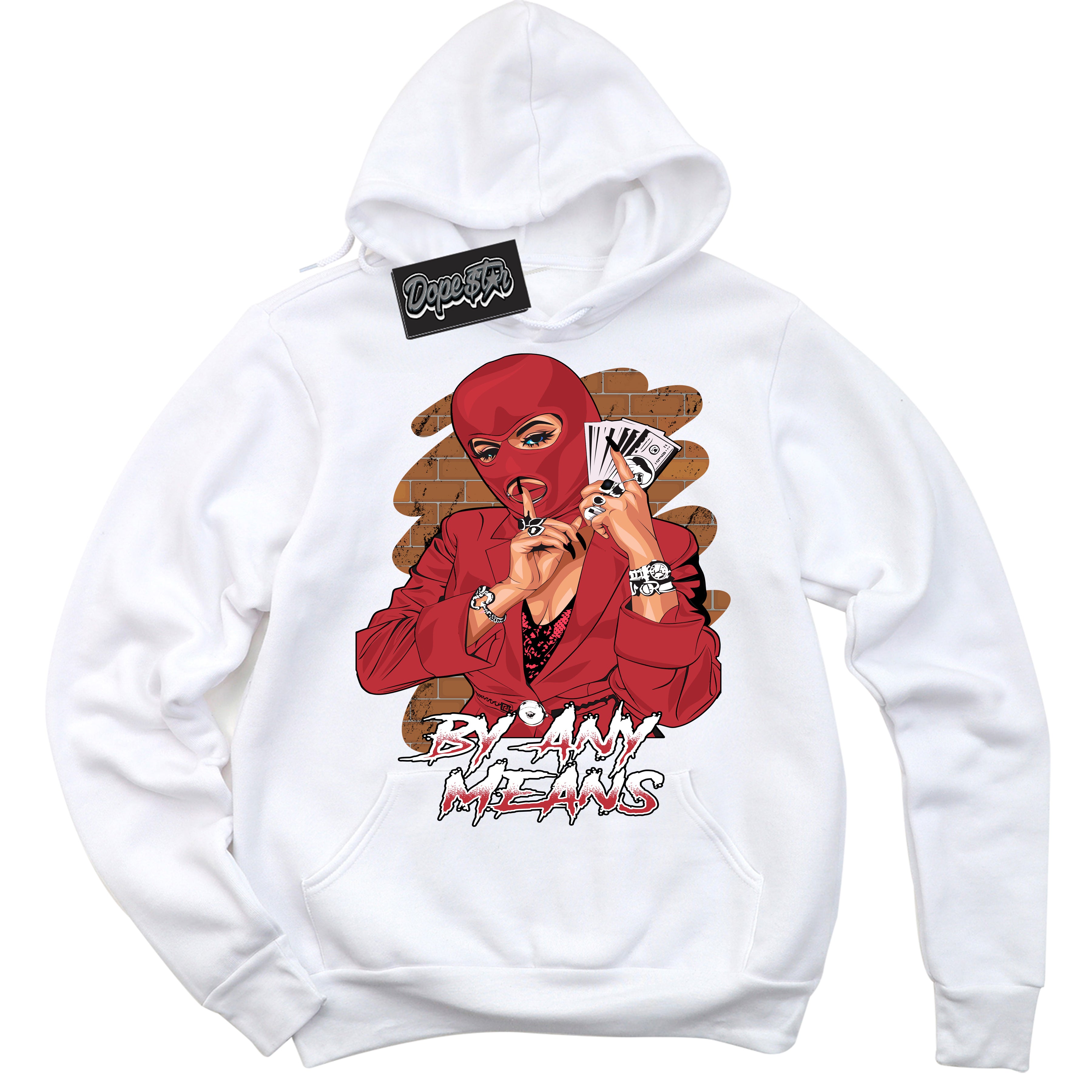 Cool White Hoodie with “ By Any Means ” design that Perfectly Matches Pro J Pack Chicago Dunks.
