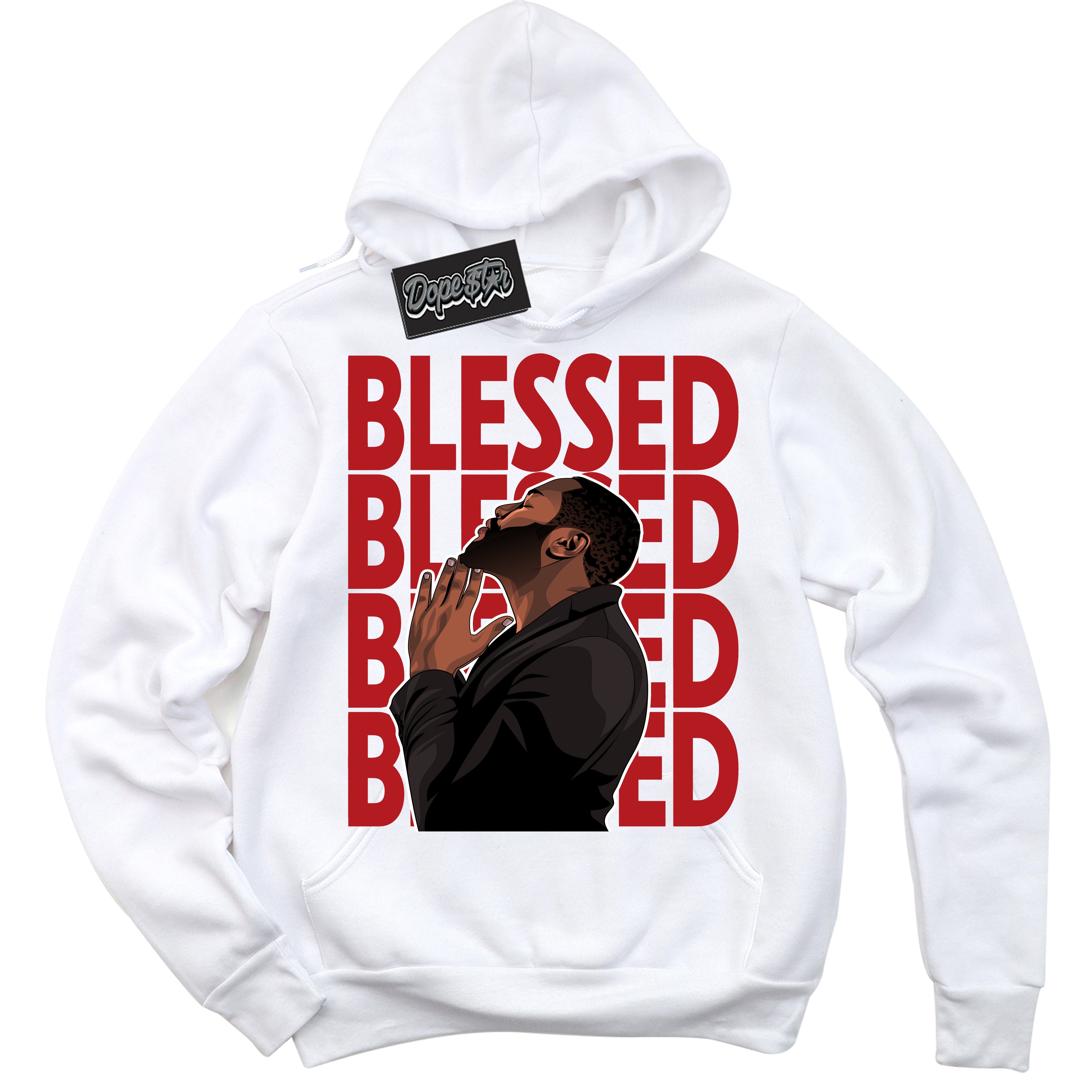 Cool White Hoodie with “ God Blessed ” design that Perfectly Matches Pro J Pack Chicago Dunks.
