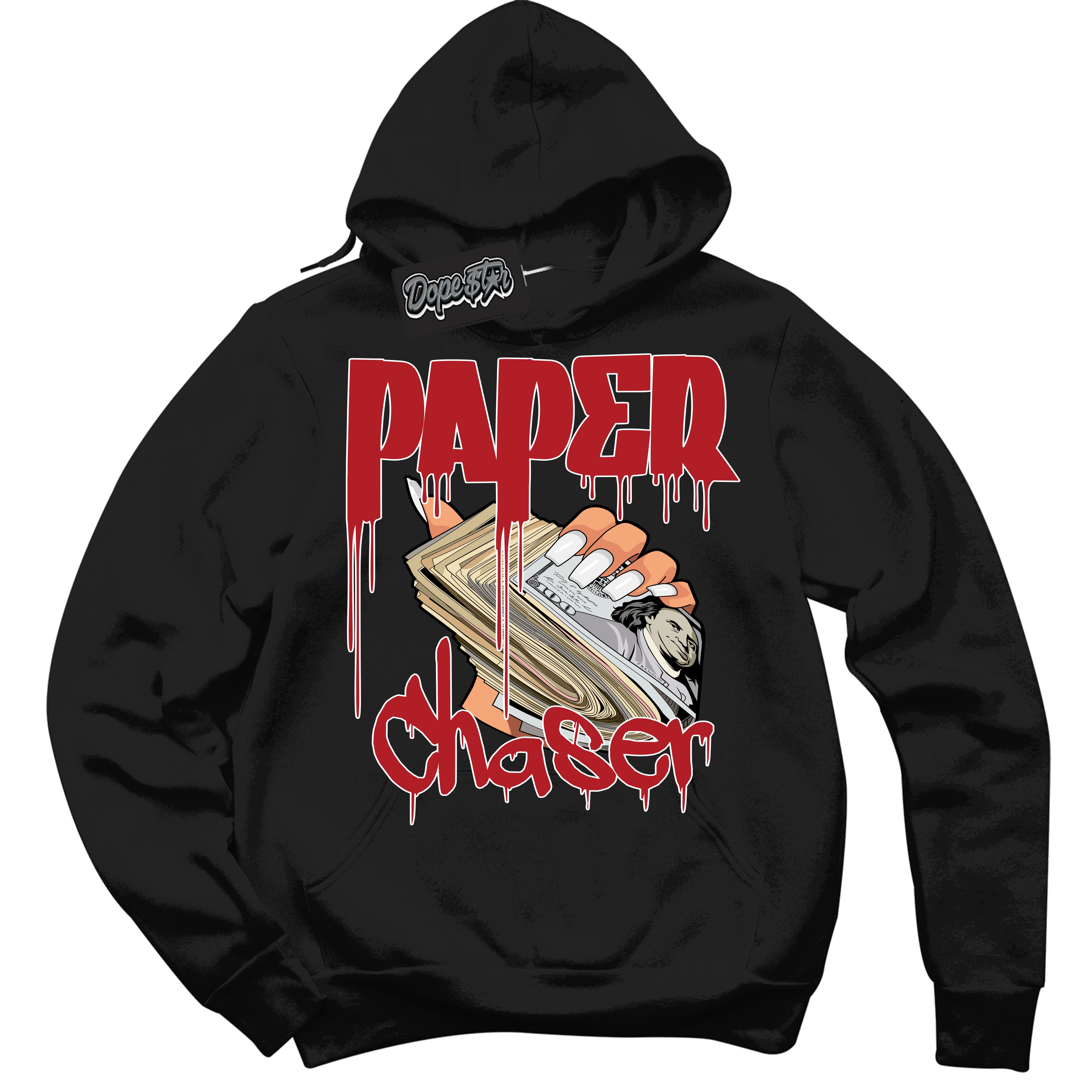 Cool Black Hoodie with “ Paper Chaser ” design that Perfectly Matches Pro J Pack Chicago Dunks.