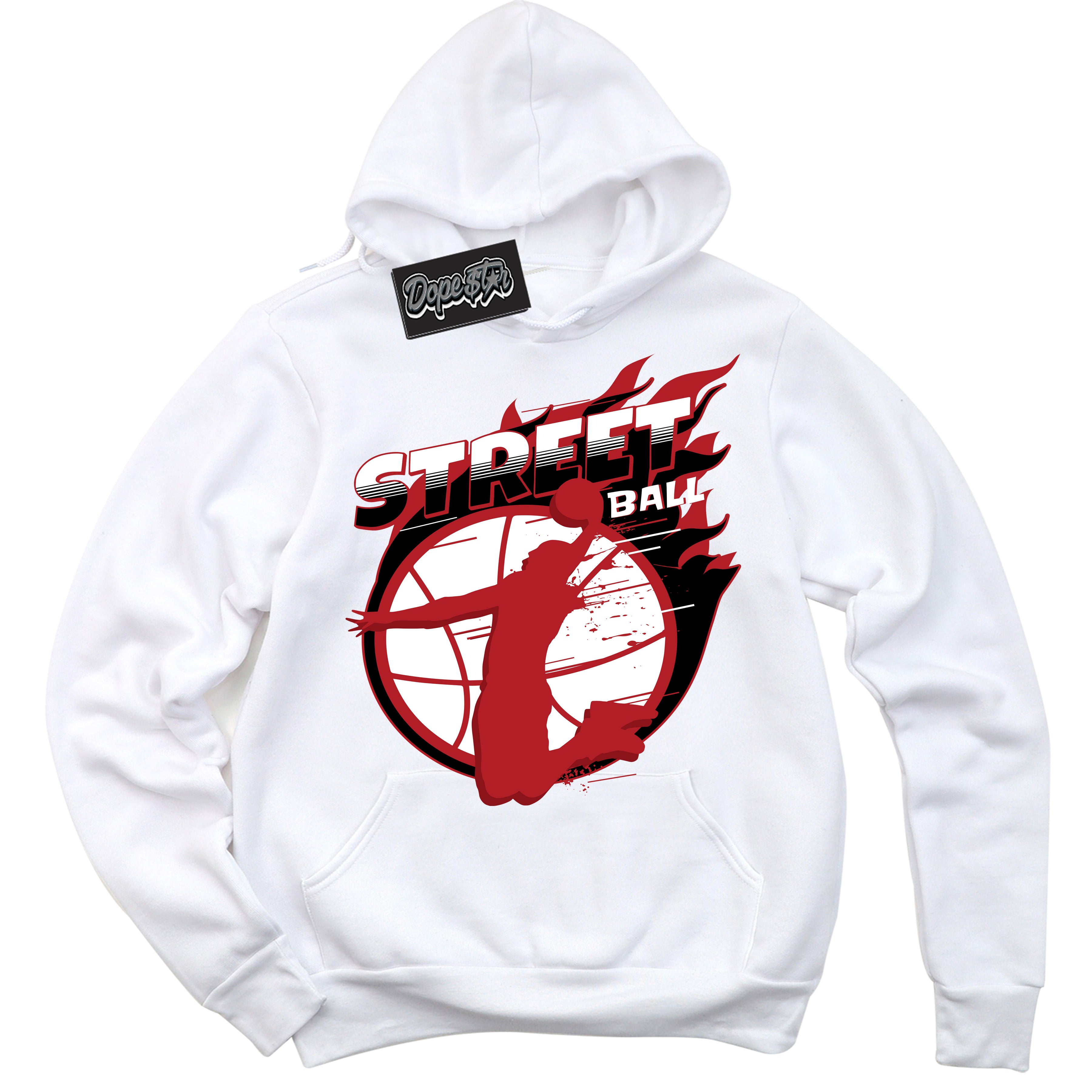Cool White Hoodie with “ Street Ball ” design that Perfectly Matches Pro J Pack Chicago Dunks.