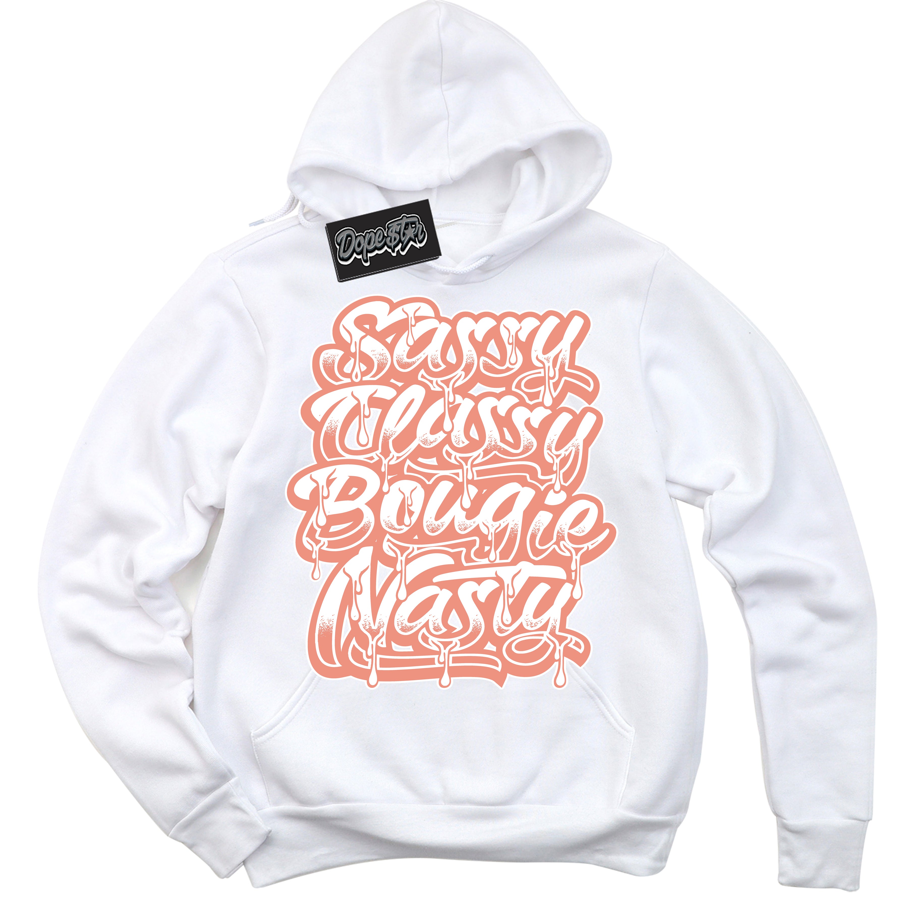Dunk Low Light Wild Mango 'Sassy Classy' Hoodie – White Streetwear Sweatshirt | Sneaker Matching Hoodie for Dunk Low Light Wild Mango | Urban Fashion for Sassy Classy | Men's & Women's Streetwear Outfit by Sneaker Shirts Outlet.