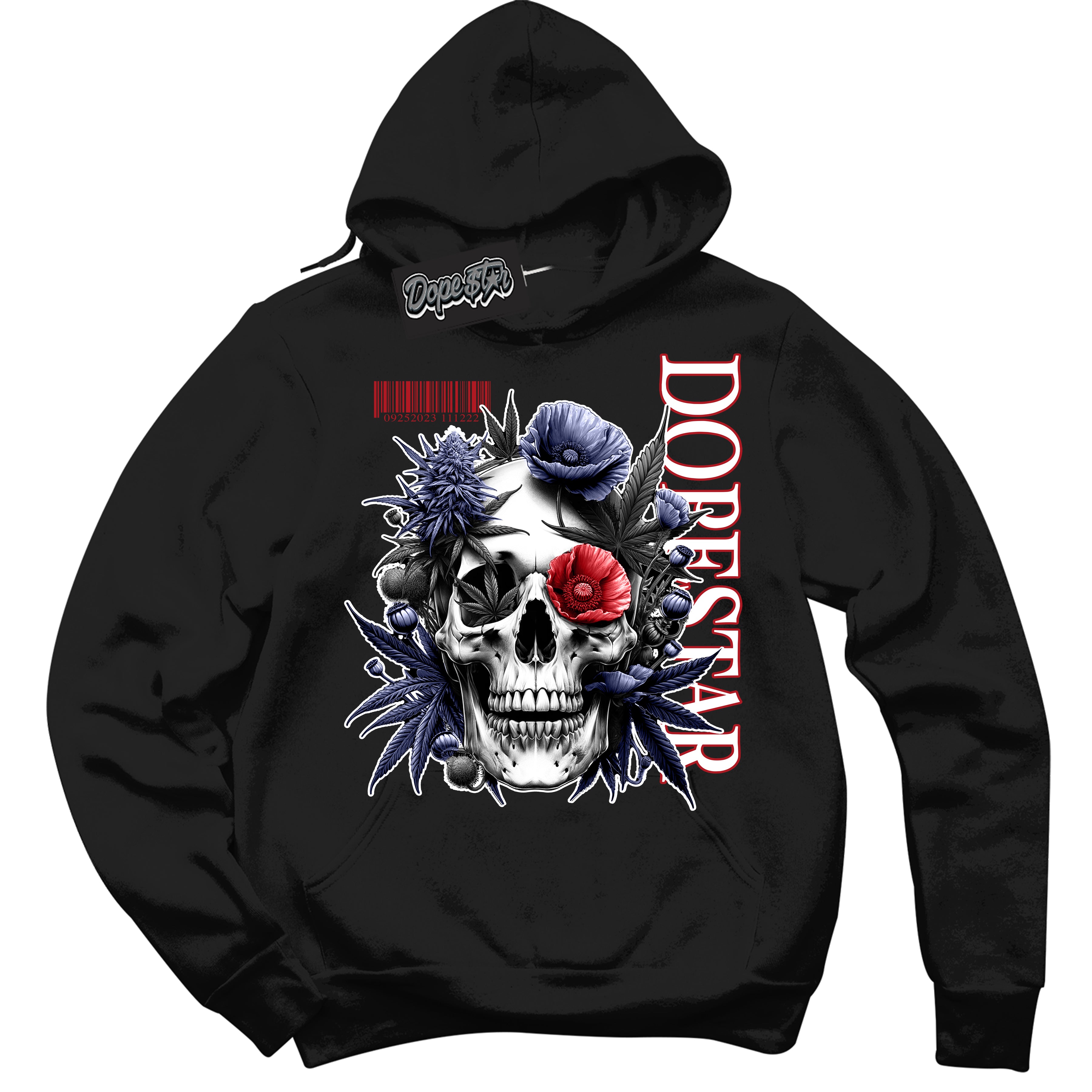 Cool Black Hoodie with “ Skull Poppies ” design that Perfectly Matches Golf USA Sneakers.