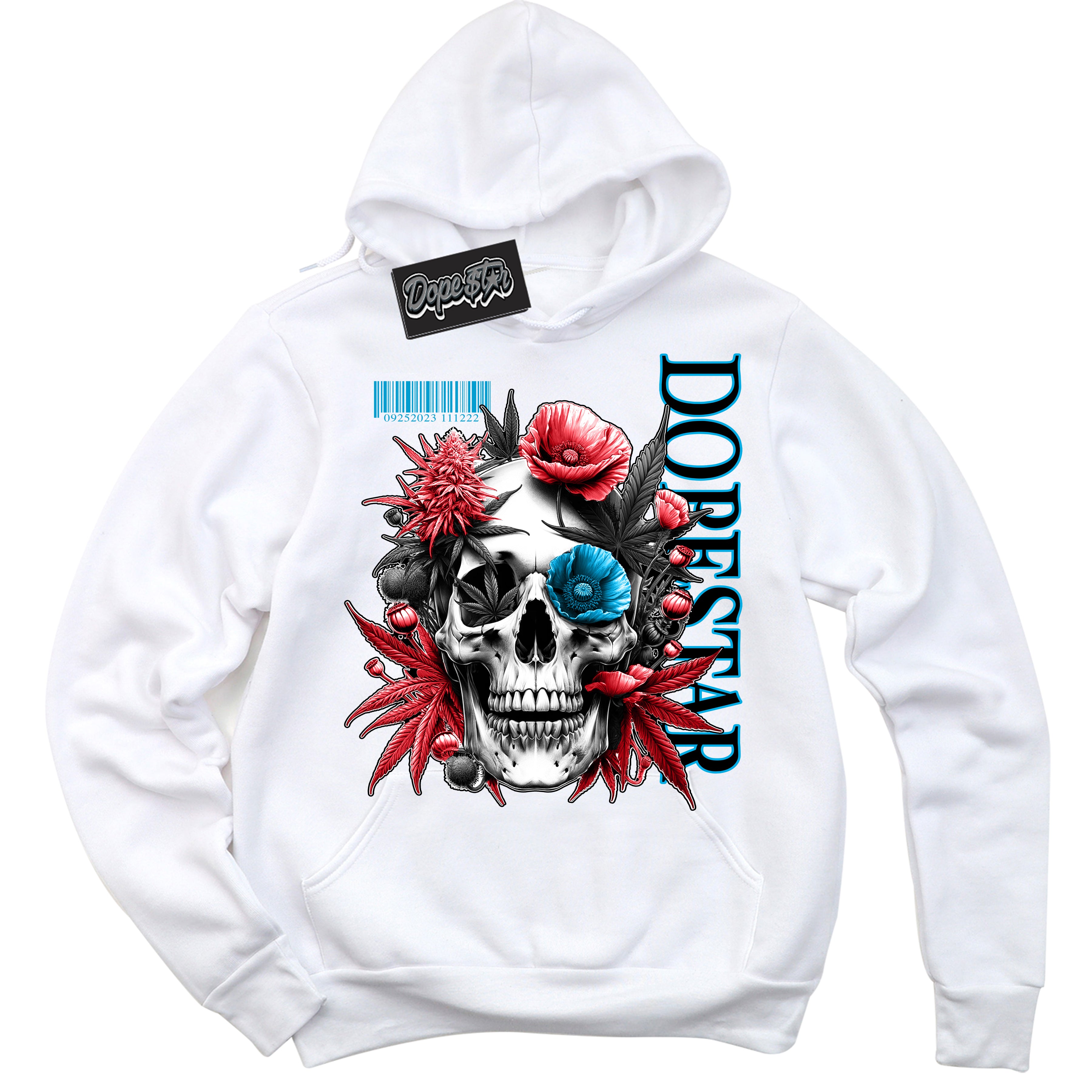 Cool White Hoodie with “ Skull Poppies ” design that Perfectly Matches UNC To Chicago 1s Sneakers.