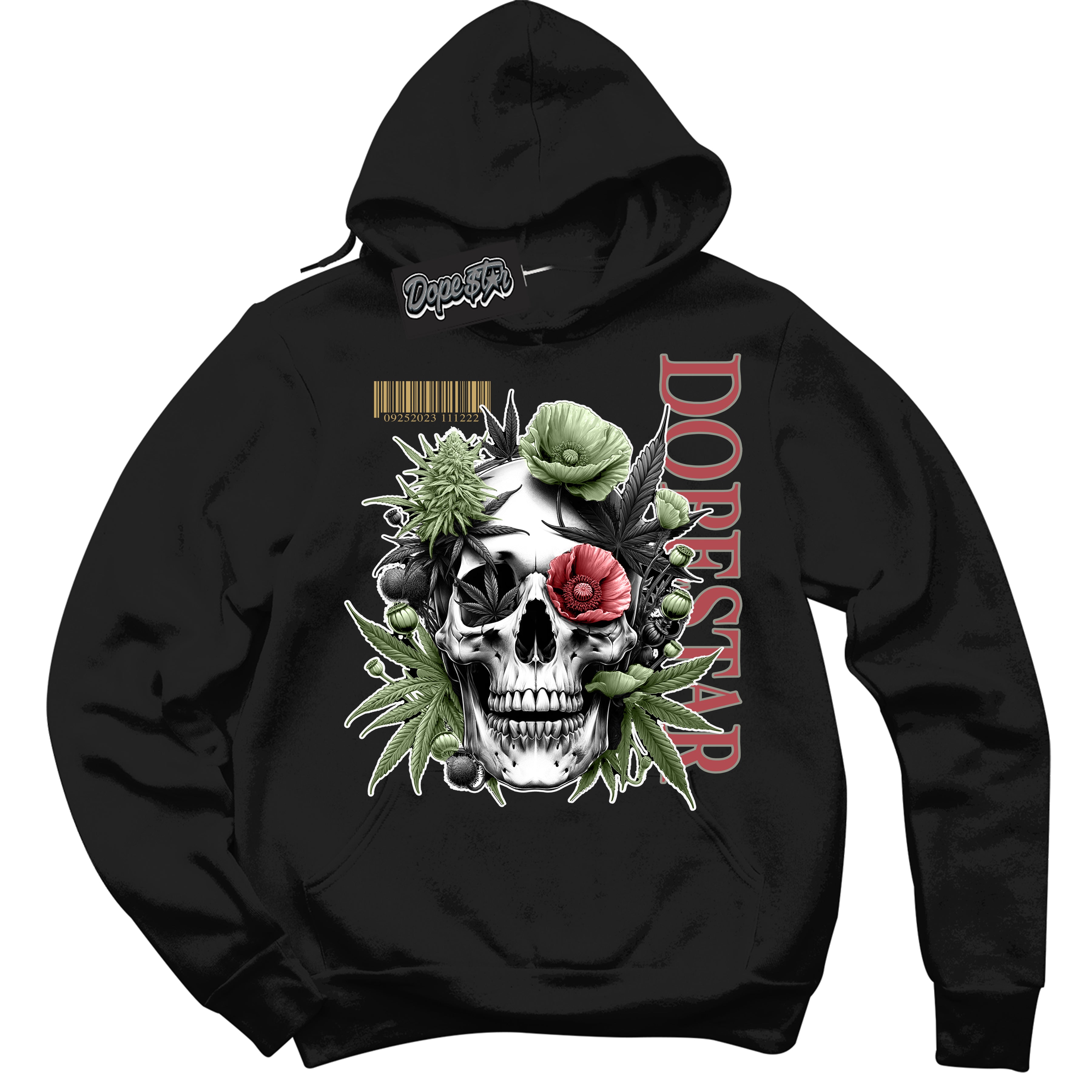 Cool Black Hoodie with “ Skull Poppies ”  design that Perfectly Matches Year Of The Dragon 1s Sneakers.