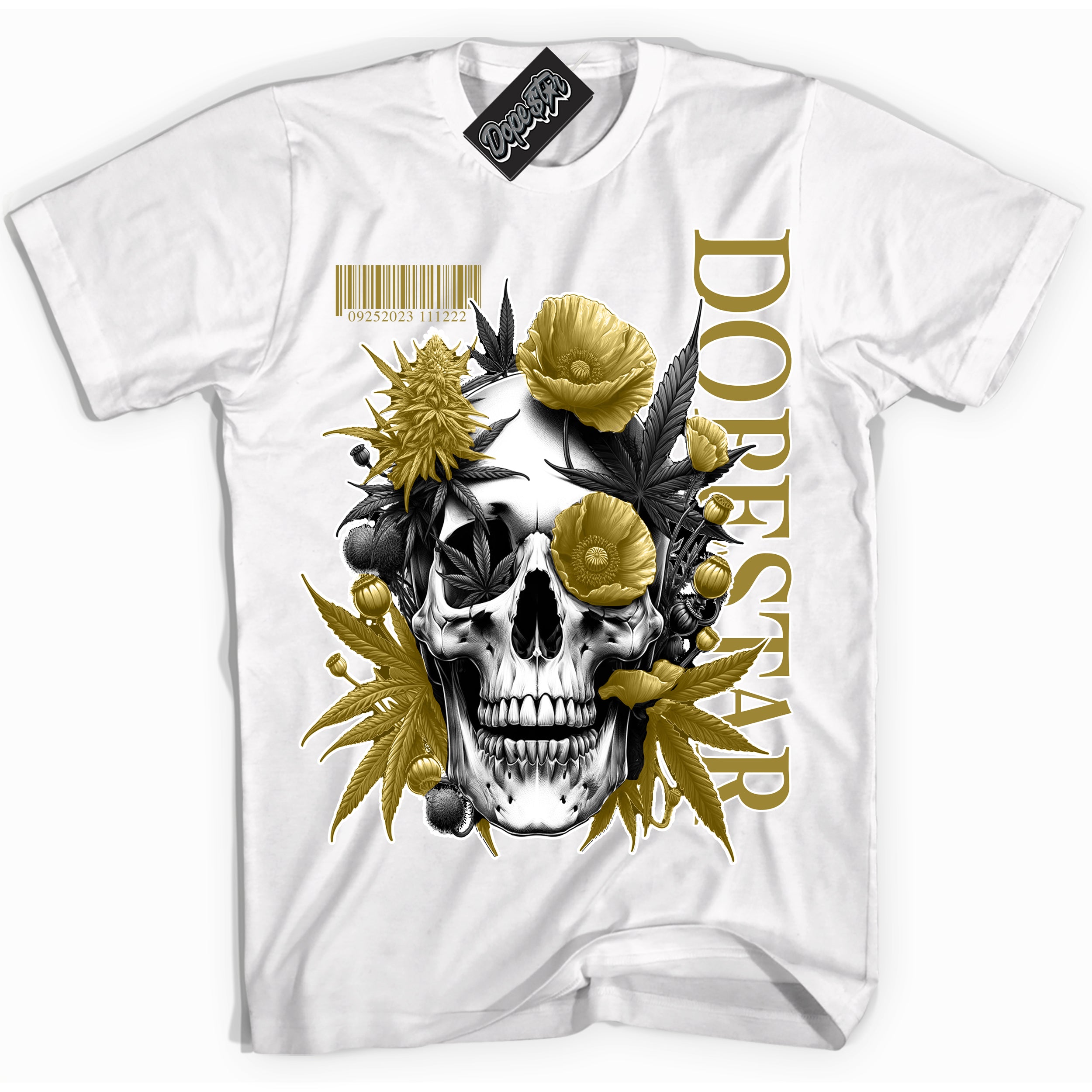 Cool White Shirt with “ Skull Poppies” design that perfectly matches Pacific Moss Sneakers.