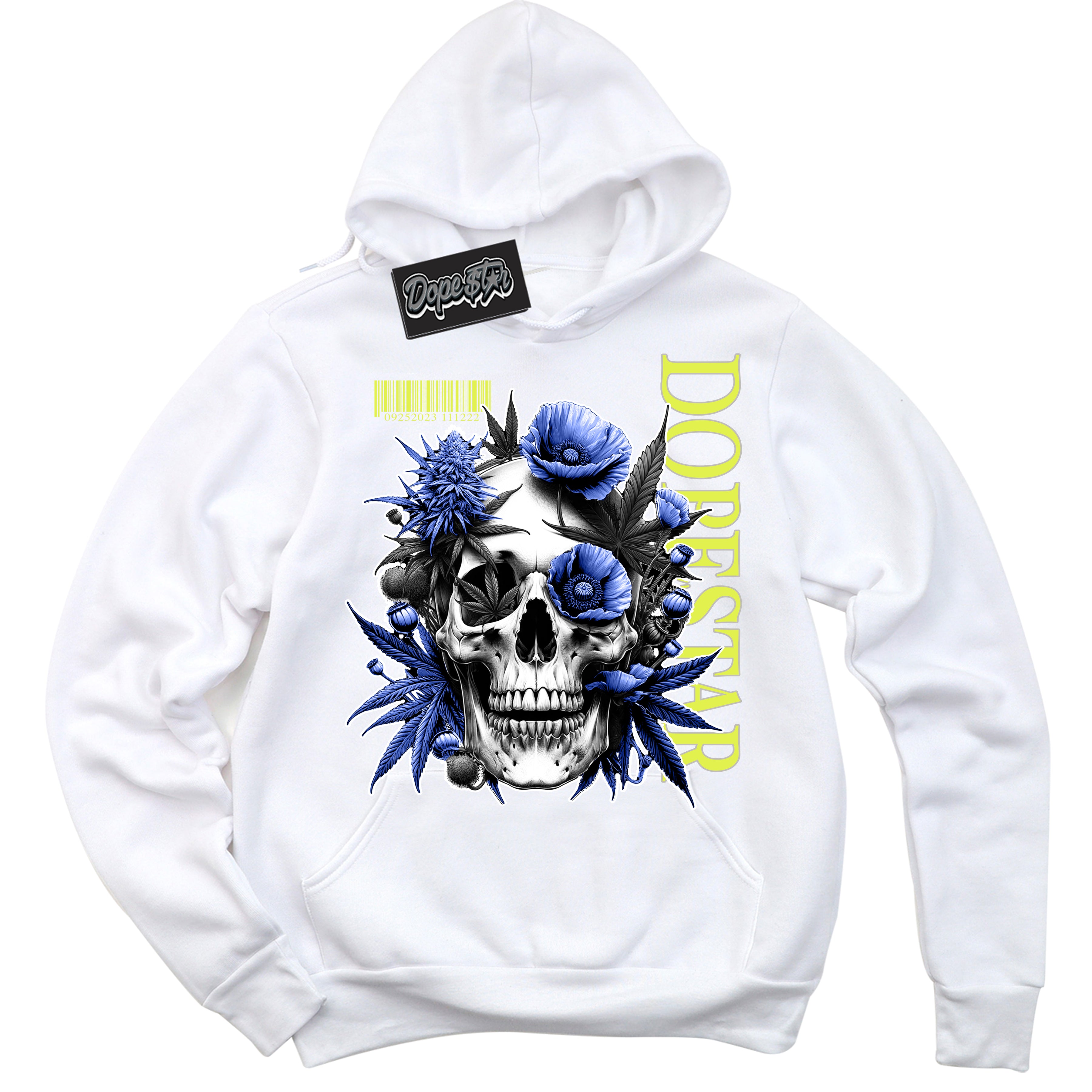 Cool White Hoodie with “ Skull Poppies ” design that Perfectly Matches 86 Air Max Day 1s Sneakers.