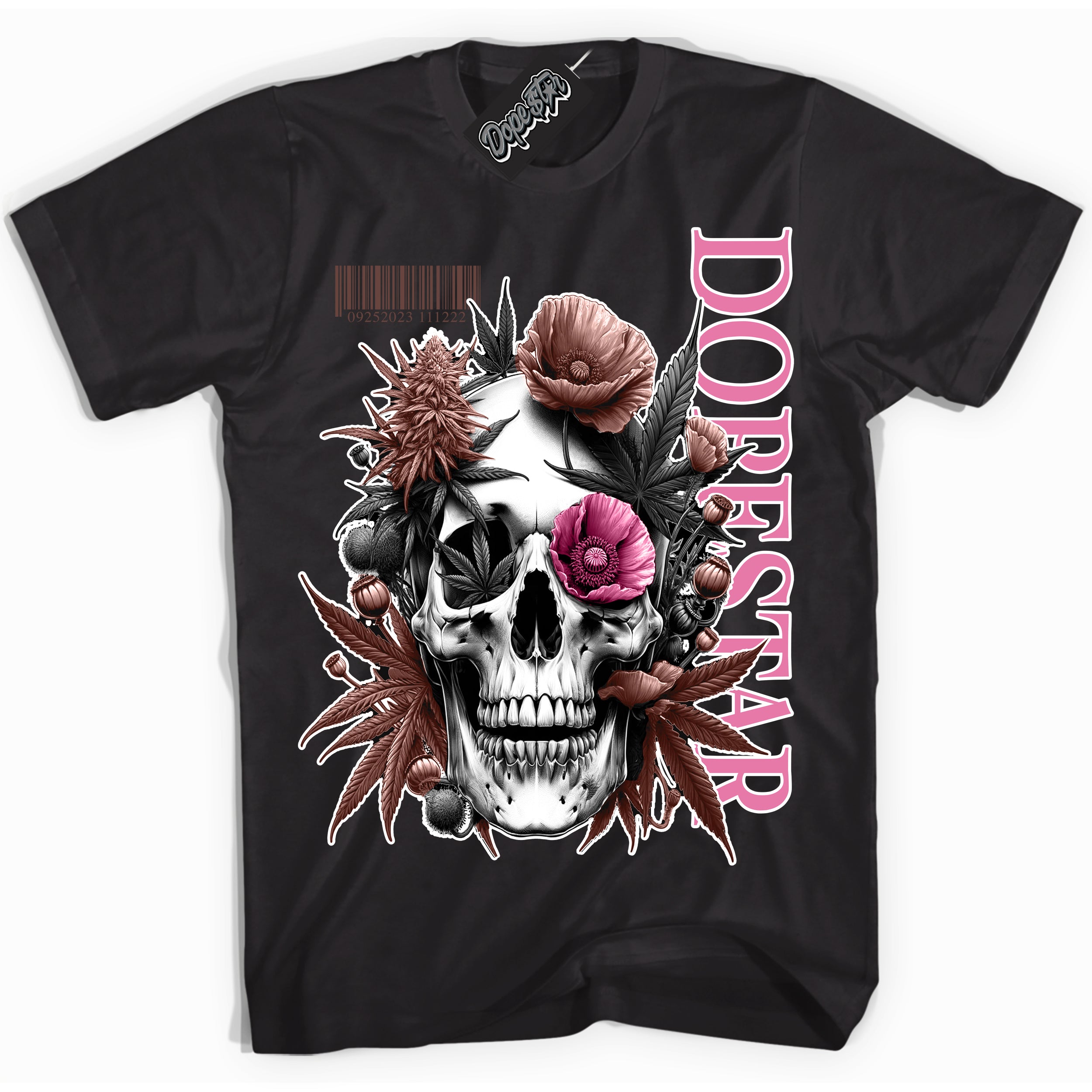 Cool Black Shirt with “ Skull Poppies” design that perfectly matches Smokey Mauve Sneakers.