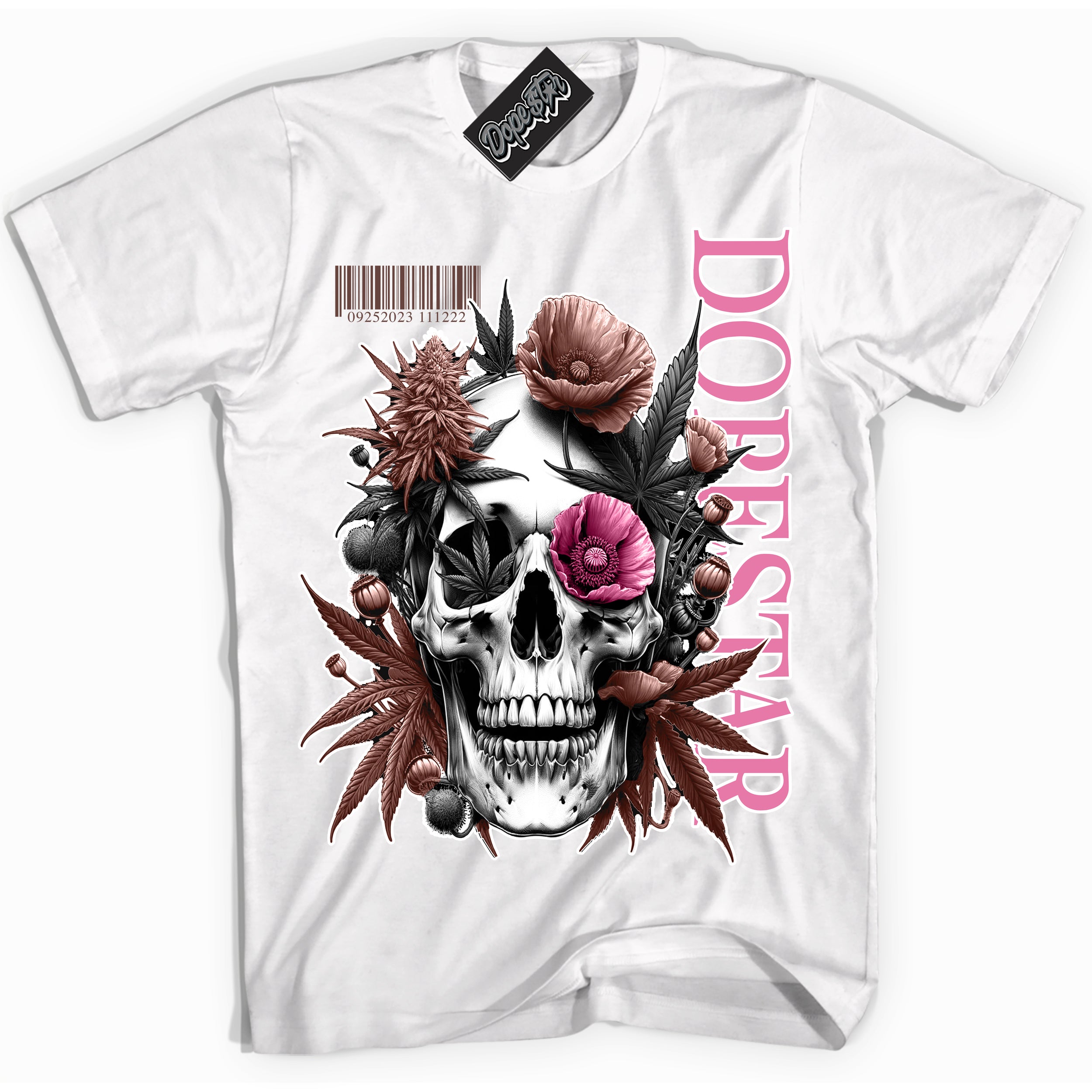 Cool White Shirt with “ Skull Poppies” design that perfectly matches Smokey Mauve Sneakers.