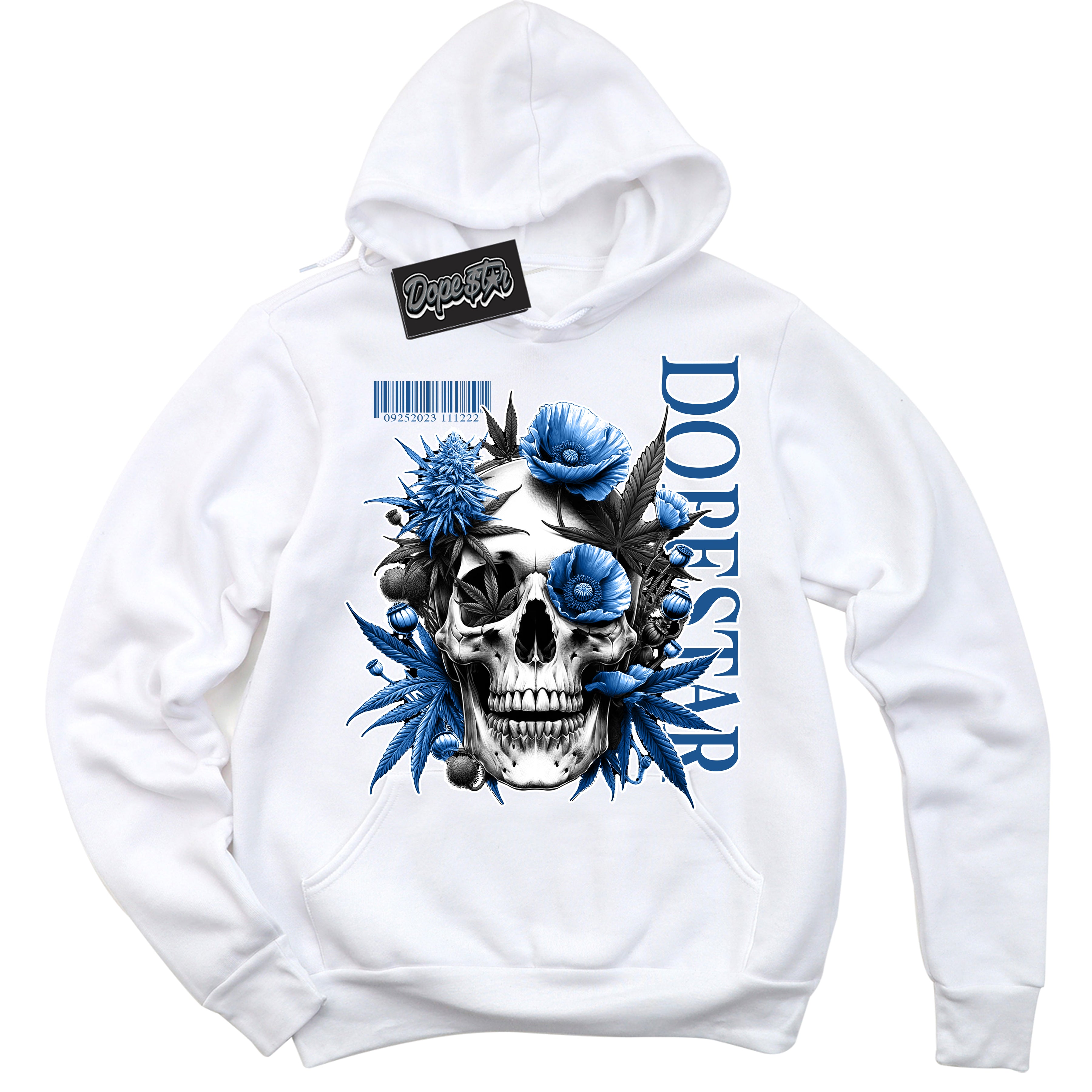 Cool White Hoodie with “ Skull Poppies ” design that Perfectly Matches Born X Raised One Block At A Time Sneakers.