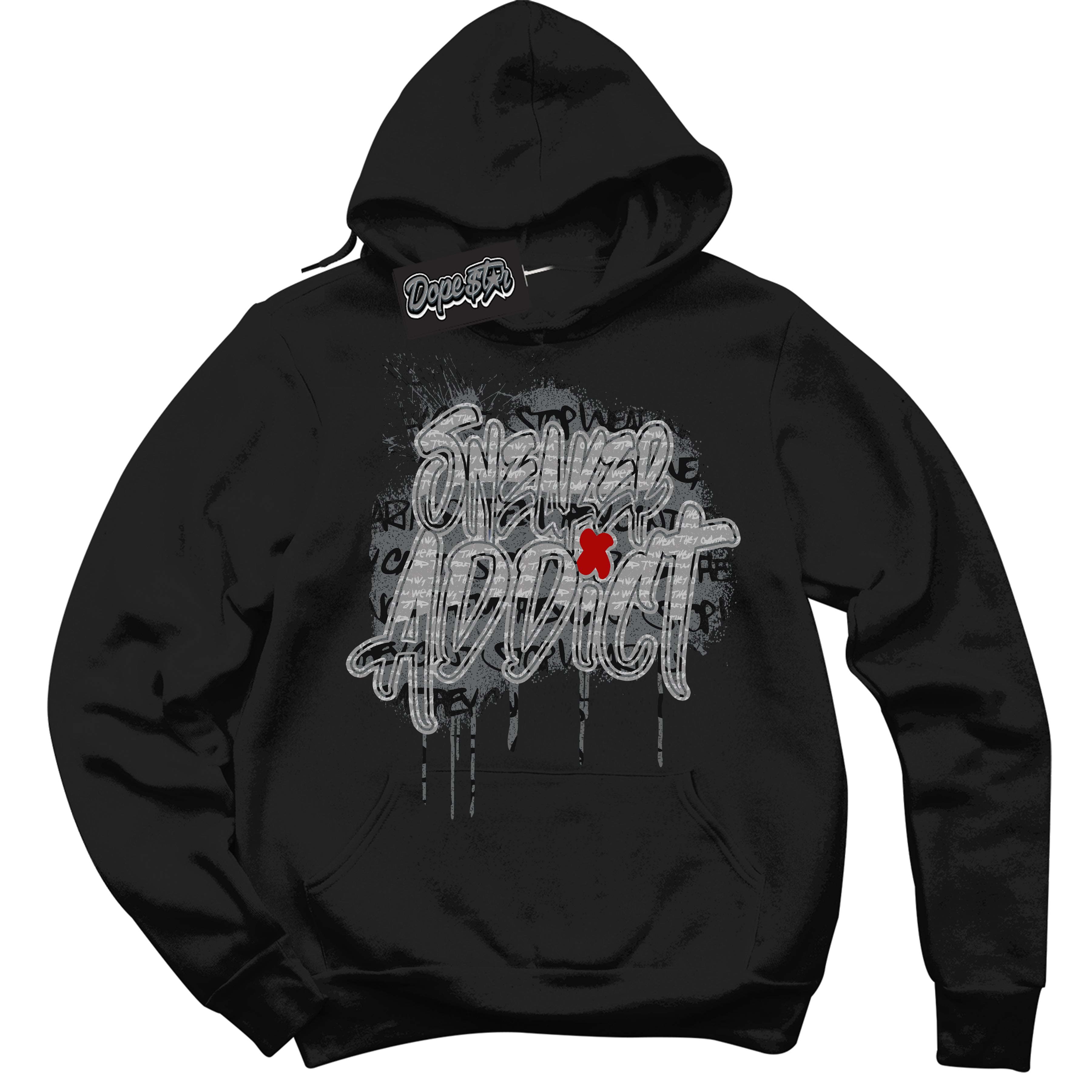Cool Black Hoodie with “ Sneaker Addict ”  design that Perfectly Matches Rebellionaire 1s Sneakers.