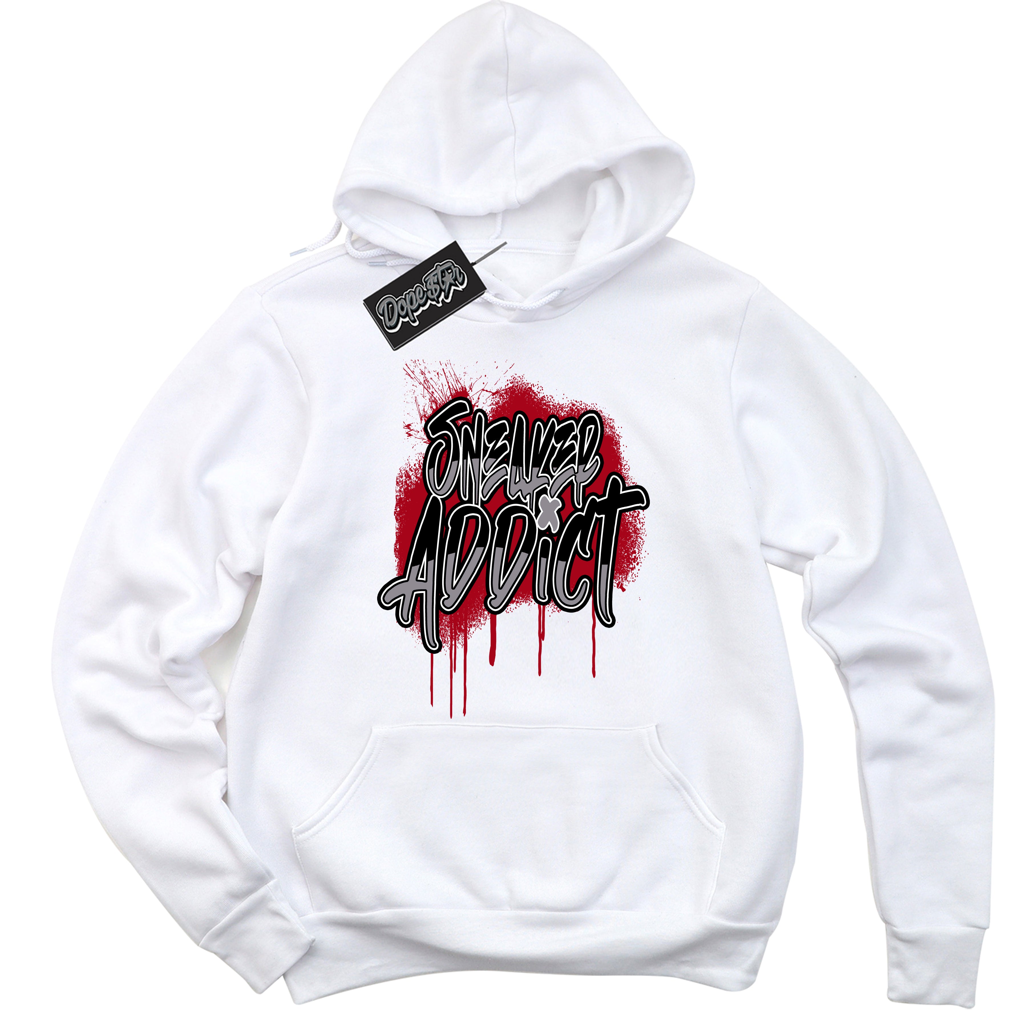 Cool White Hoodie with “ Sneaker Addict ”  design that Perfectly Matches Bred Reimagined 4s Jordans.