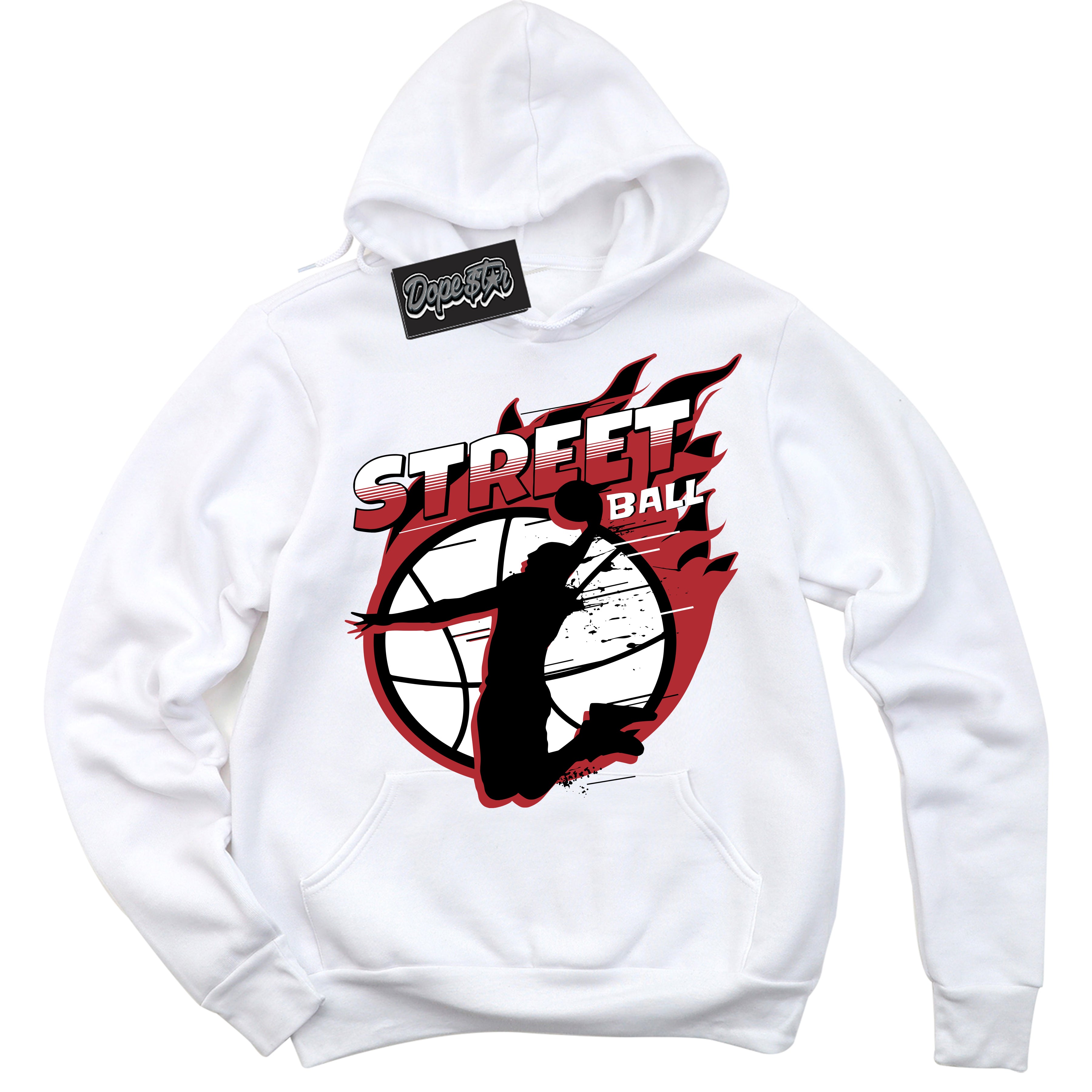Cool White Hoodie With “ Street Ball “ Design That Perfectly Matches Lost And Found 1s Sneakers.