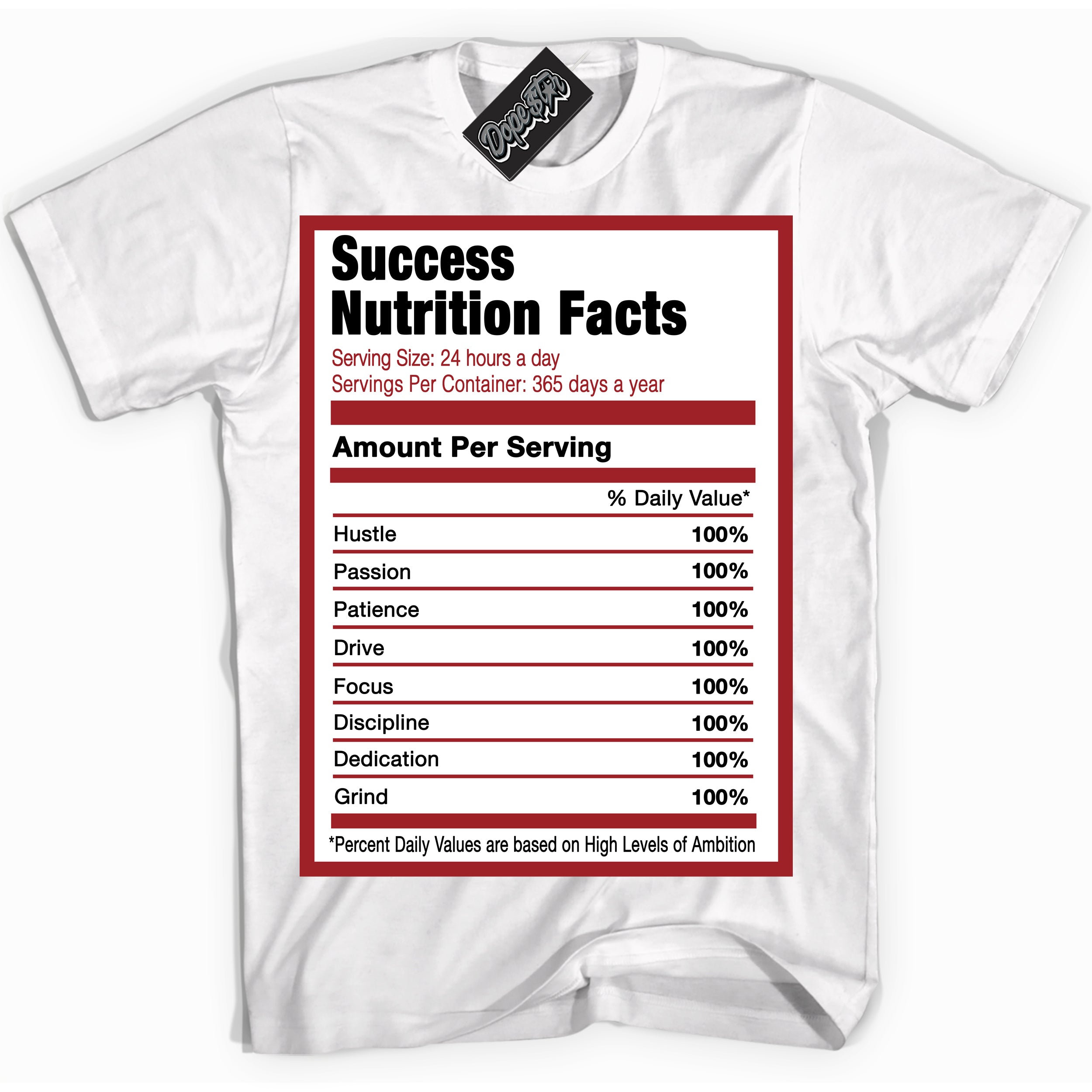 Cool White graphic tee with “ Success Nutrition ” print, that perfectly matches Lost And Found 1s sneakers