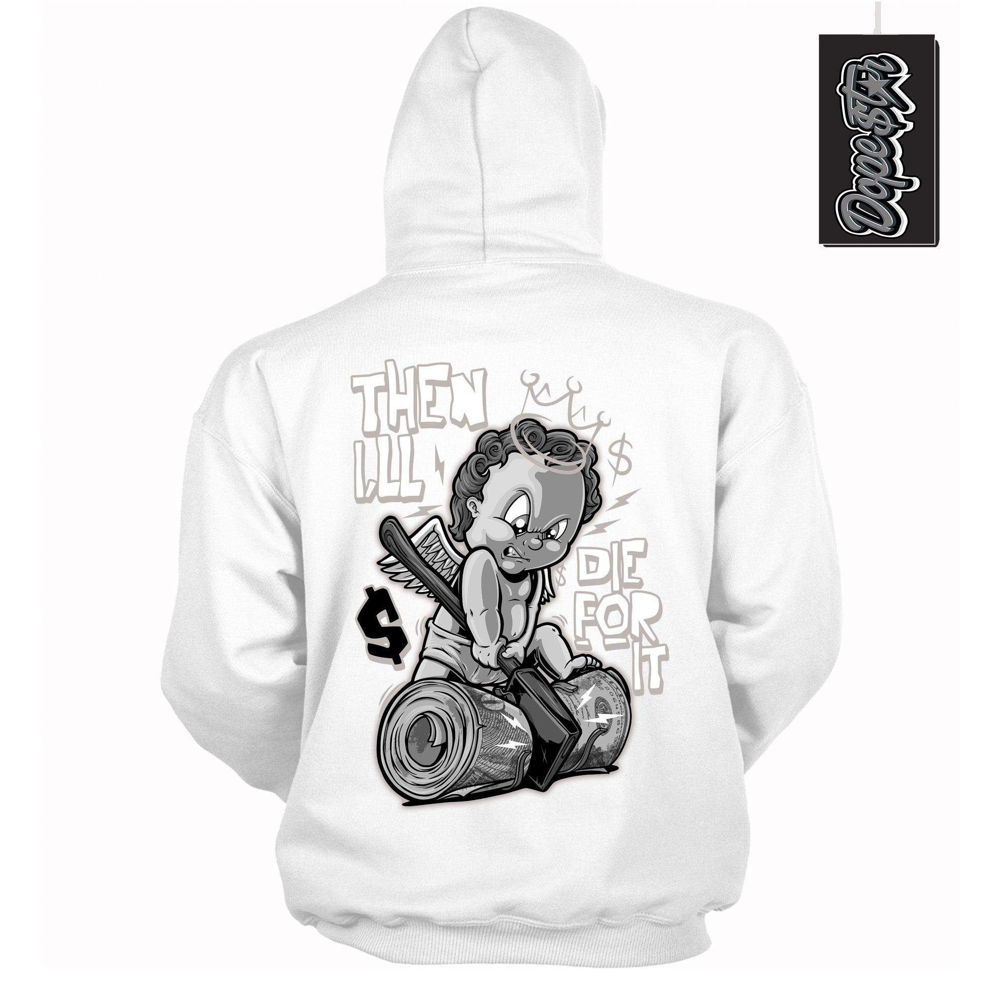 Cool White Hoodie With Then I’LL design That Perfectly Matches AIR JORDAN 4 RETRO MILITARY BLACK Sneakers