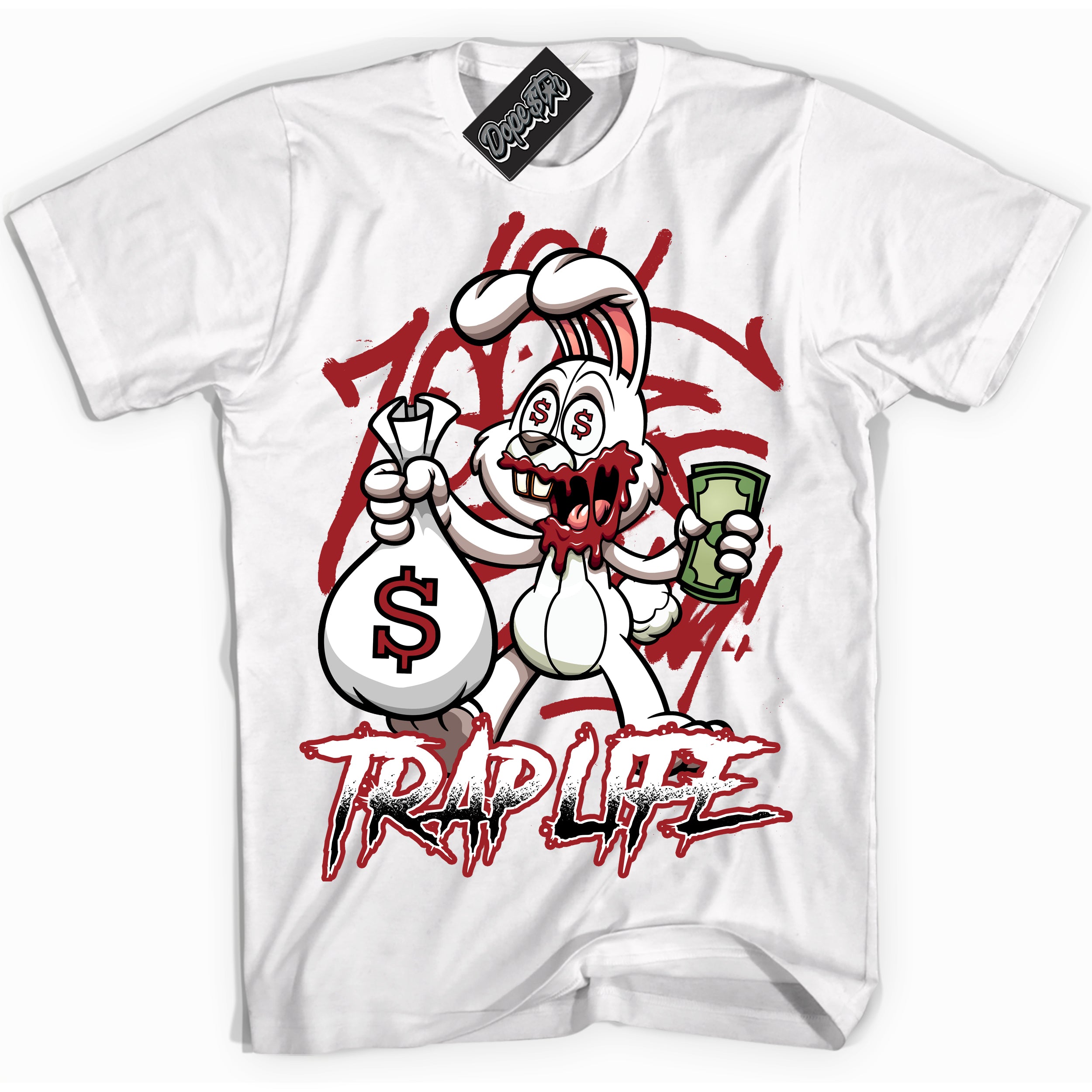 Cool White graphic tee with “ Trap Rabbit ” print, that perfectly matches Lost And Found 1s sneakers