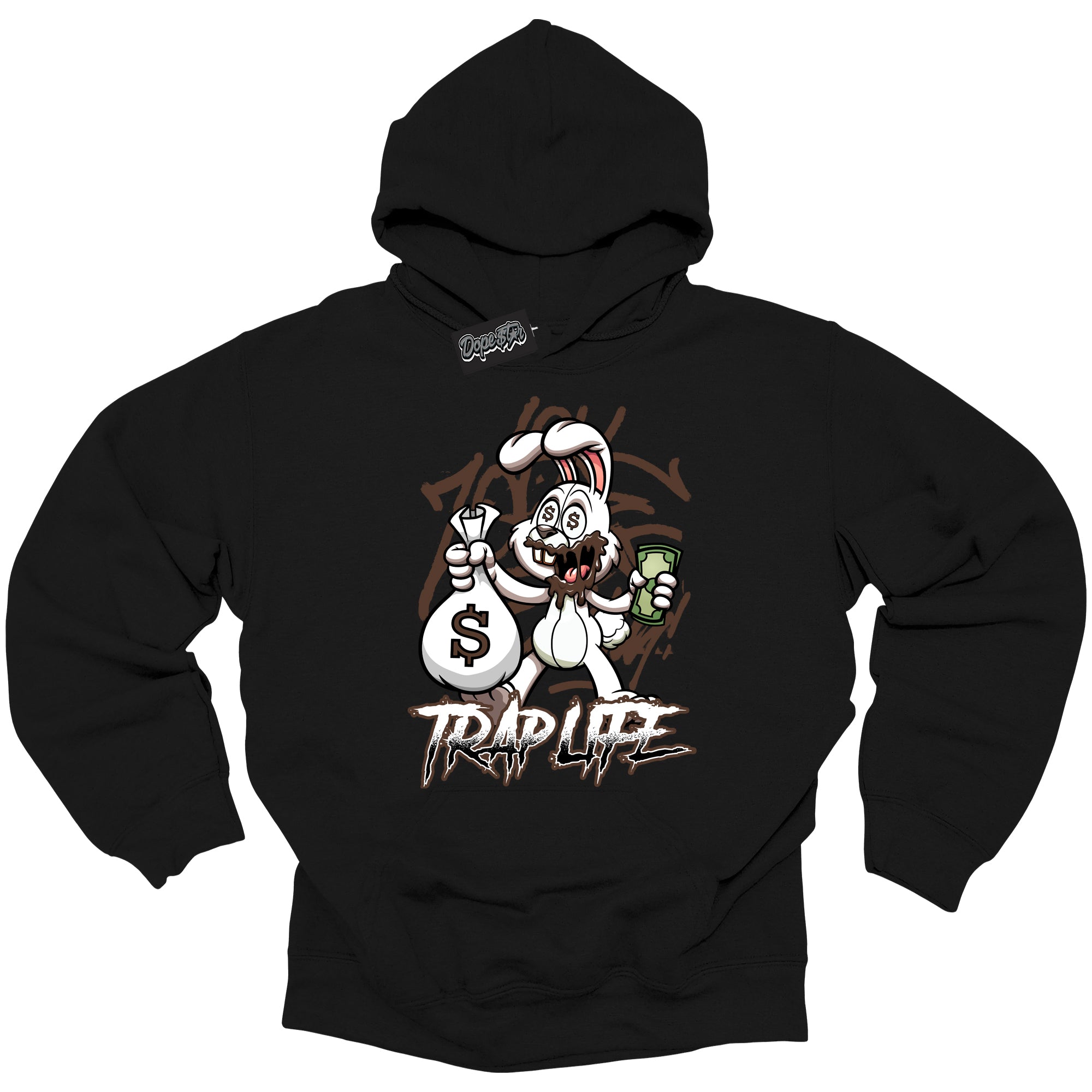 Cool Black Graphic Dope`Star Hoodie with “ Trap Rabbit “ print, that perfectly matches Palomino 1s sneakers