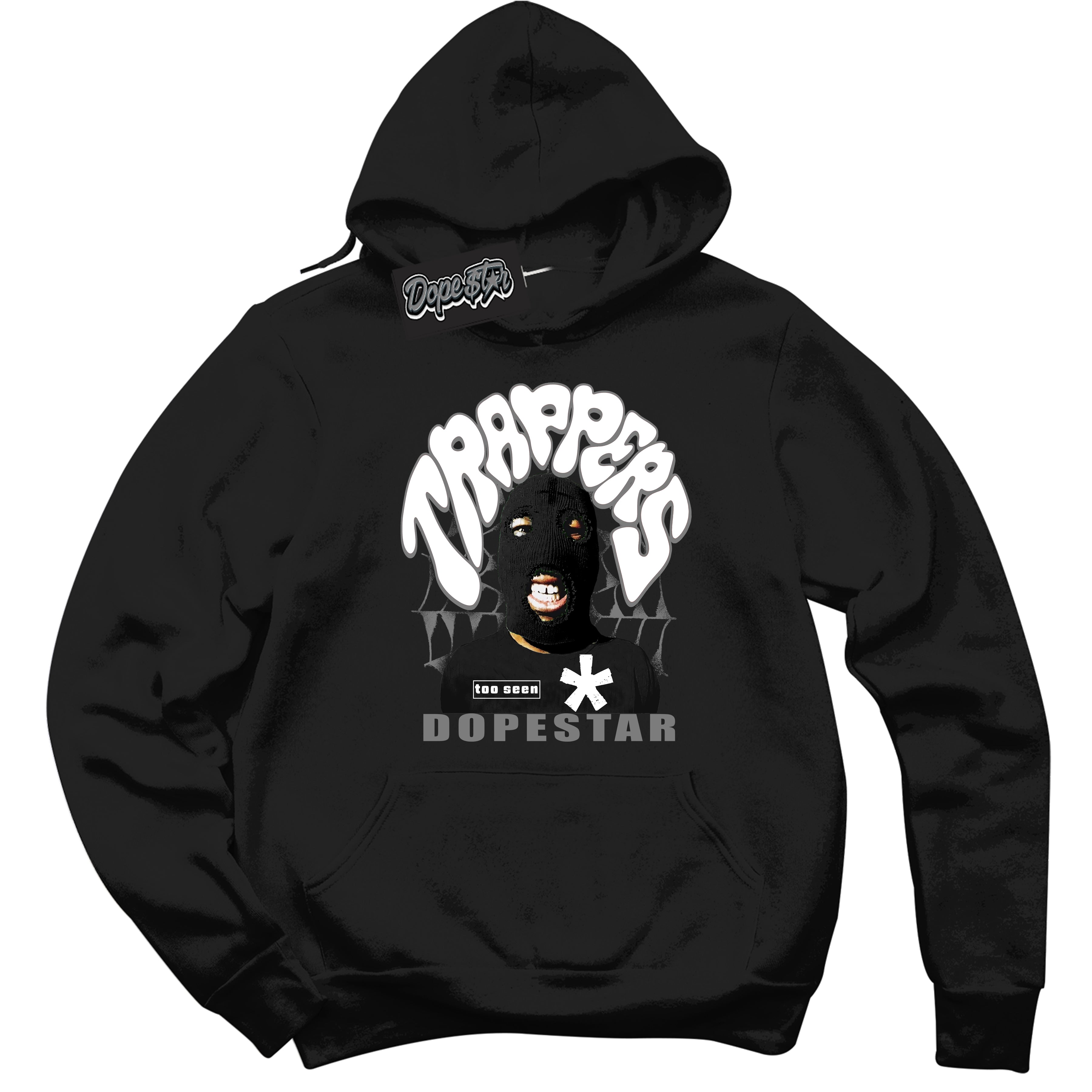 Black “Trappers” Hoodie by Dope Star Brand®, styled to match Shadow 1s sneakers