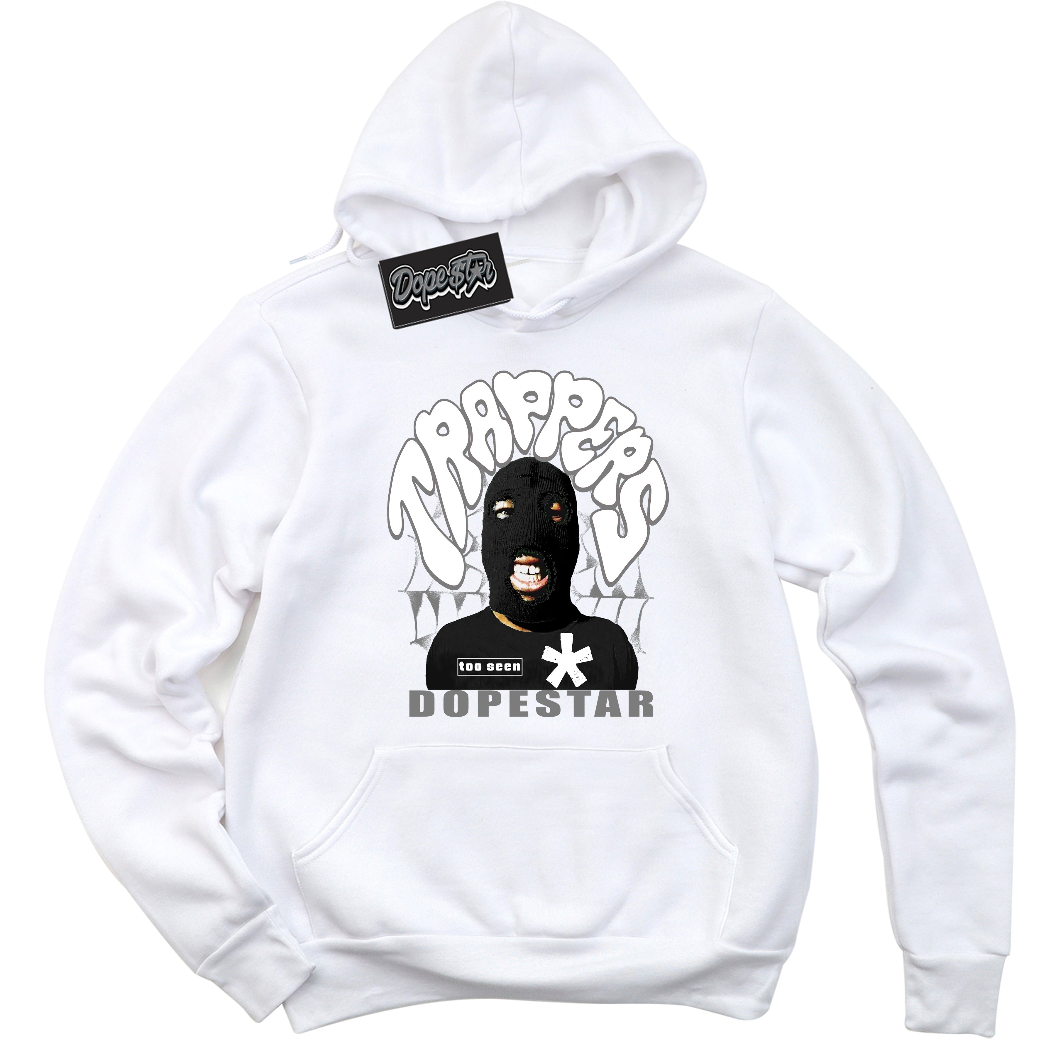 White “Trappers” Hoodie by Dope Star Brand®, styled to match Shadow 1s sneakers