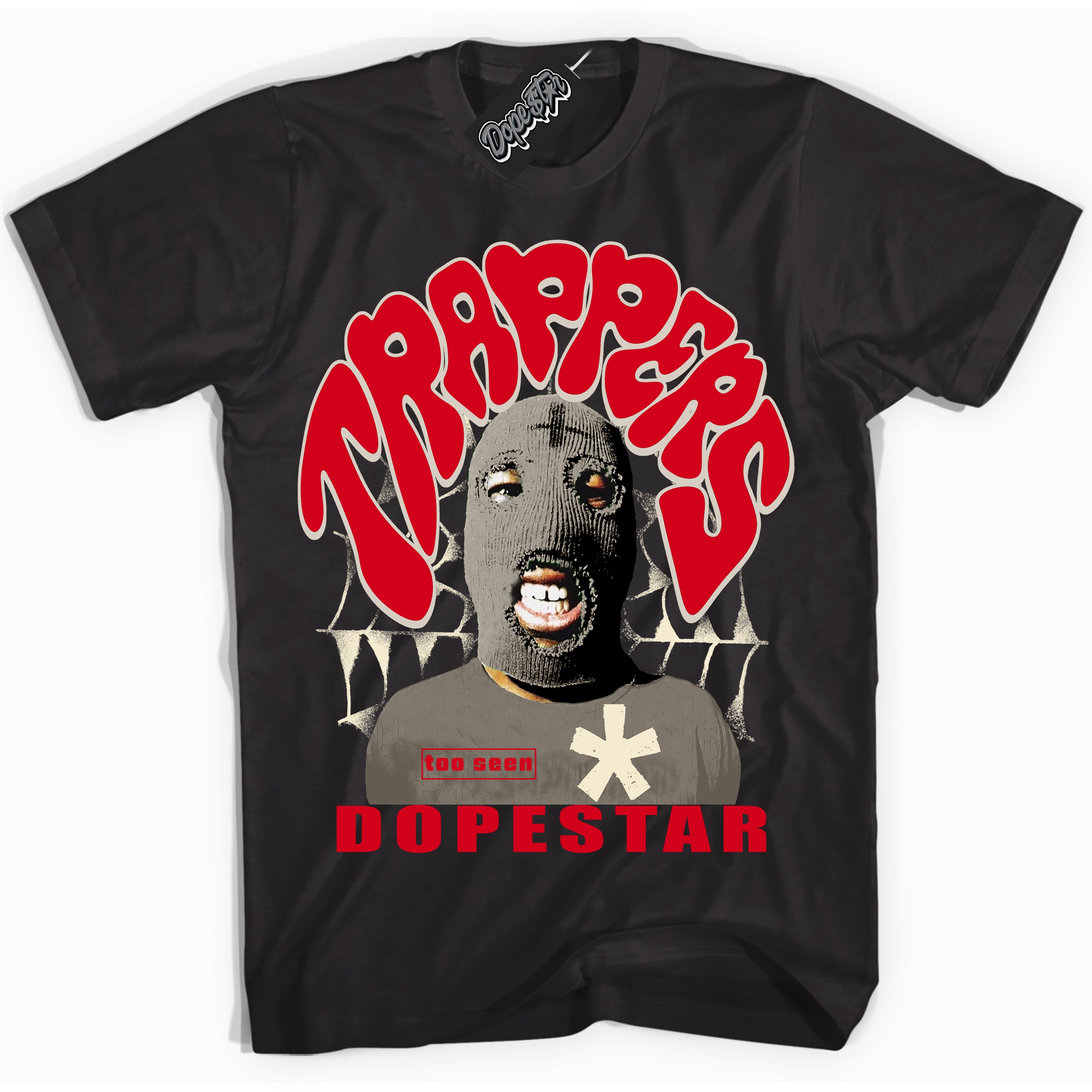Black “Trappers” T-shirt by Dope Star Brand®, styled to match Phantom 1s sneakers
