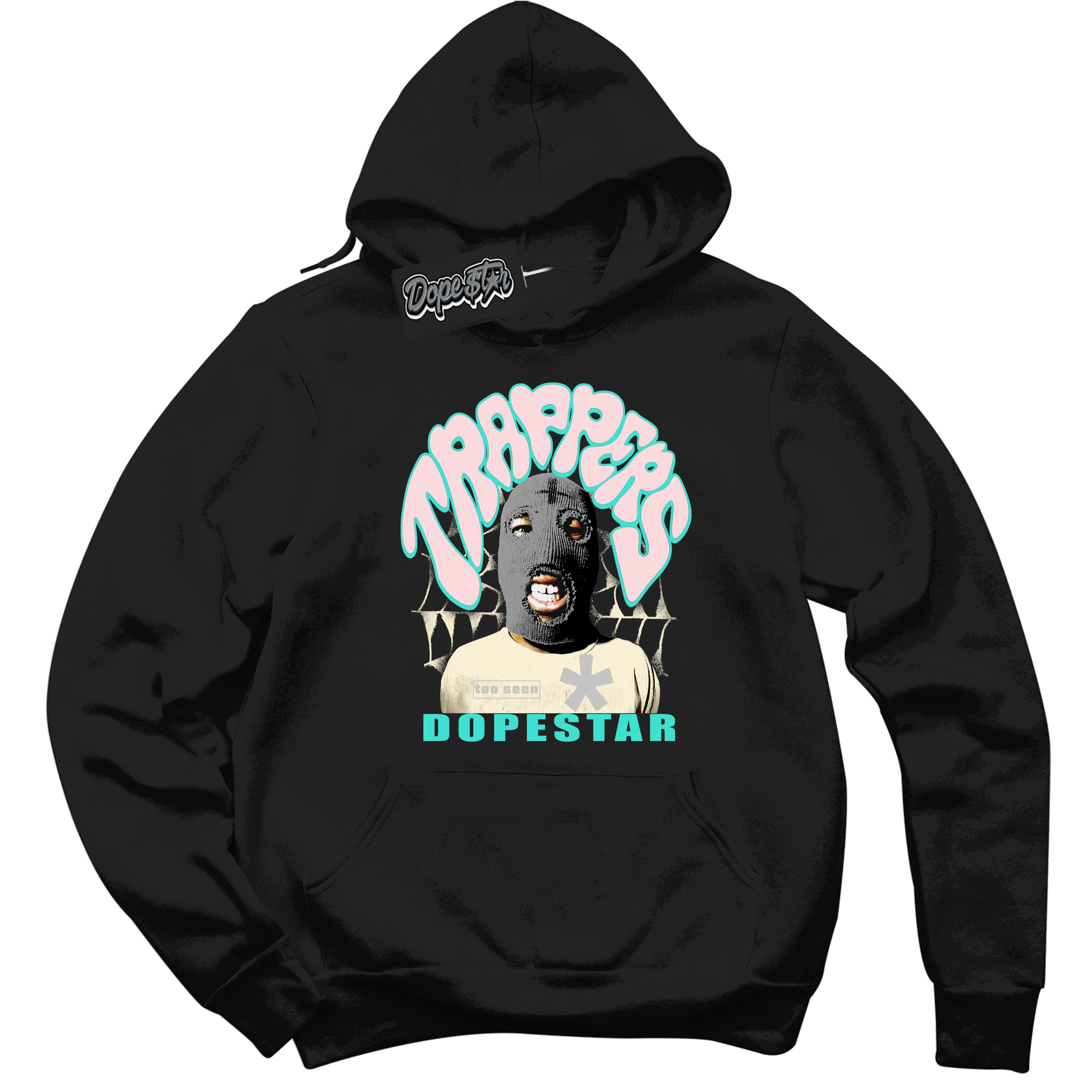 Black “Trappers” Hoodie by Dope Star Brand®, styled to match Soft Pearl 1s sneakers