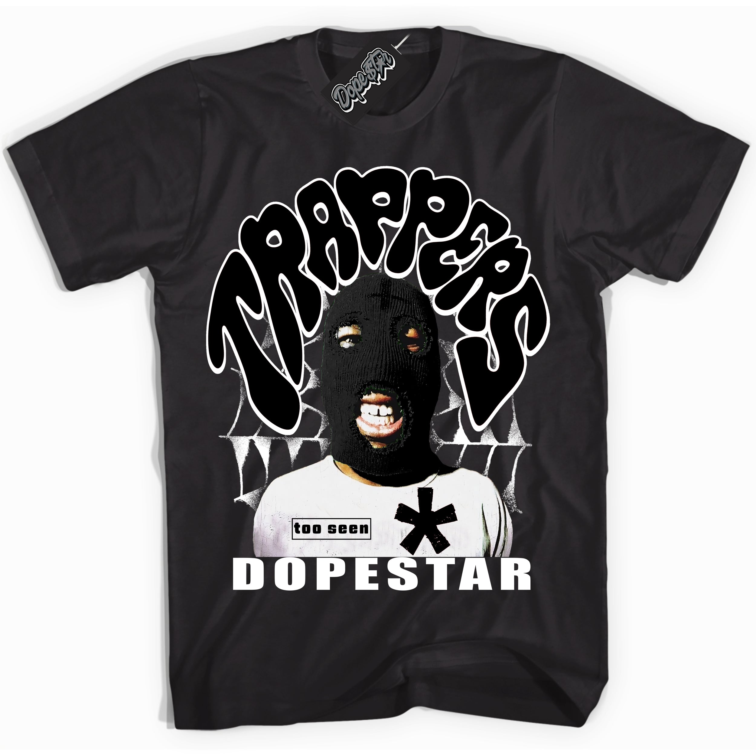 Black “Trappers” T-shirt by Dope Star Brand®, styled to match Panda Dunk sneakers