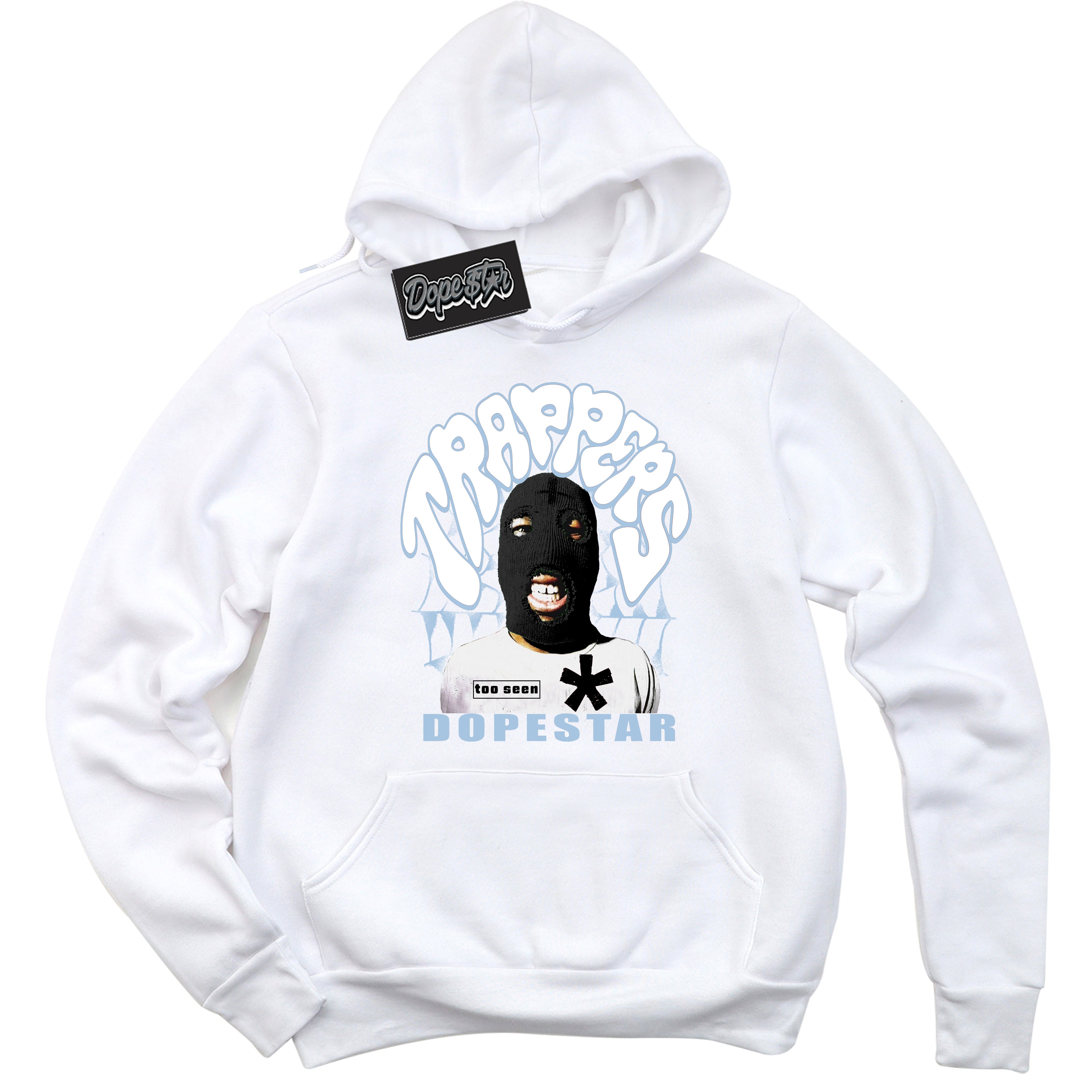 White “Trappers” Hoodie by Dope Star Brand®, styled to match Reverse Panda Dunk sneakers