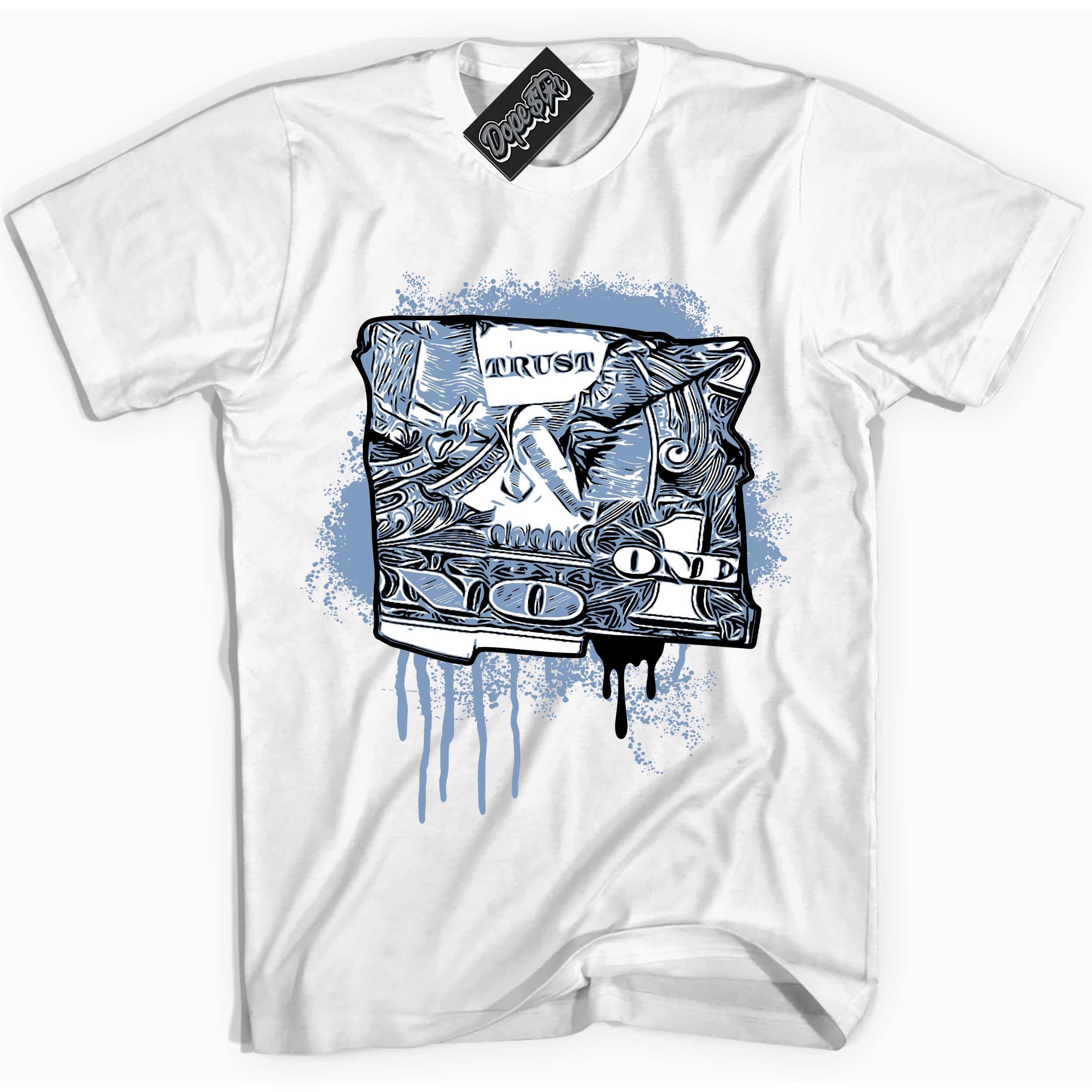 Cool White Shirt with “ Trust No One Dollar” design that perfectly matches Reverse Oreo 6s Sneakers.
