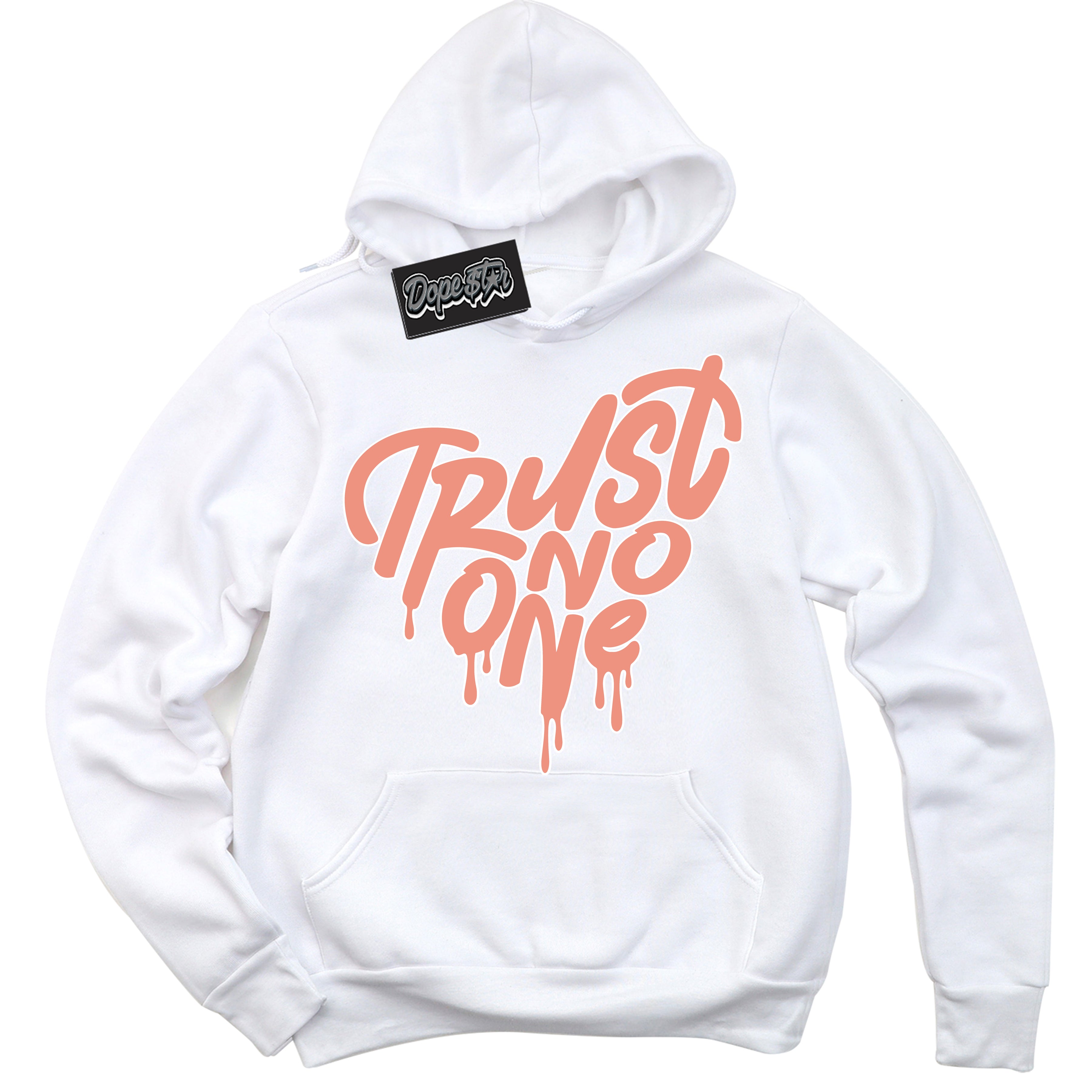 Dunk Low Light Wild Mango 'Trust No One Heart' Hoodie – White Streetwear Sweatshirt | Sneaker Matching Hoodie for Dunk Low Light Wild Mango | Urban Fashion for Trust No One Heart | Men's & Women's Streetwear Outfit by Sneaker Shirts Outlet.