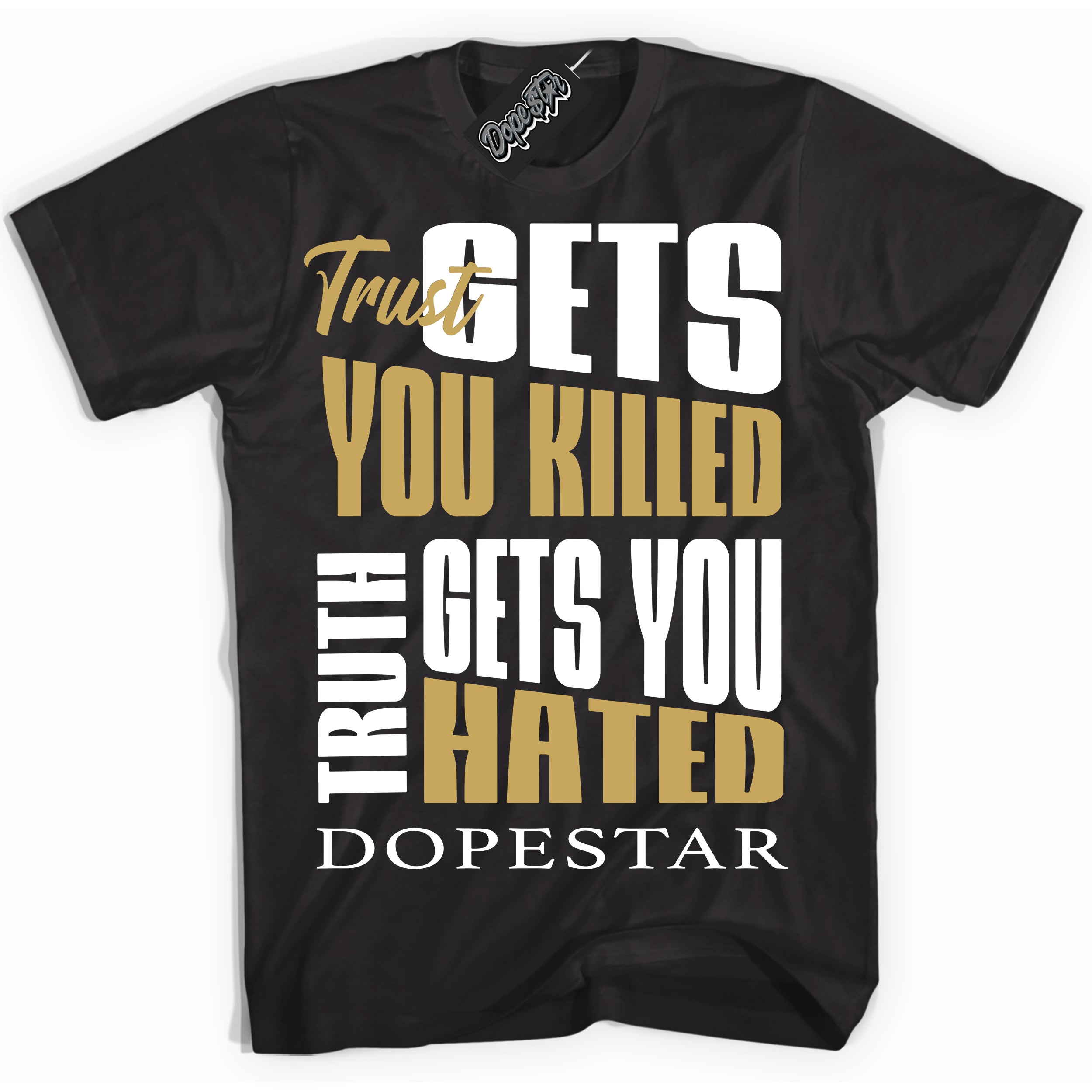 Black “Trust Truth” T-shirt by Dope Star Brand®, styled to match Rookie of The Year 1s sneakers