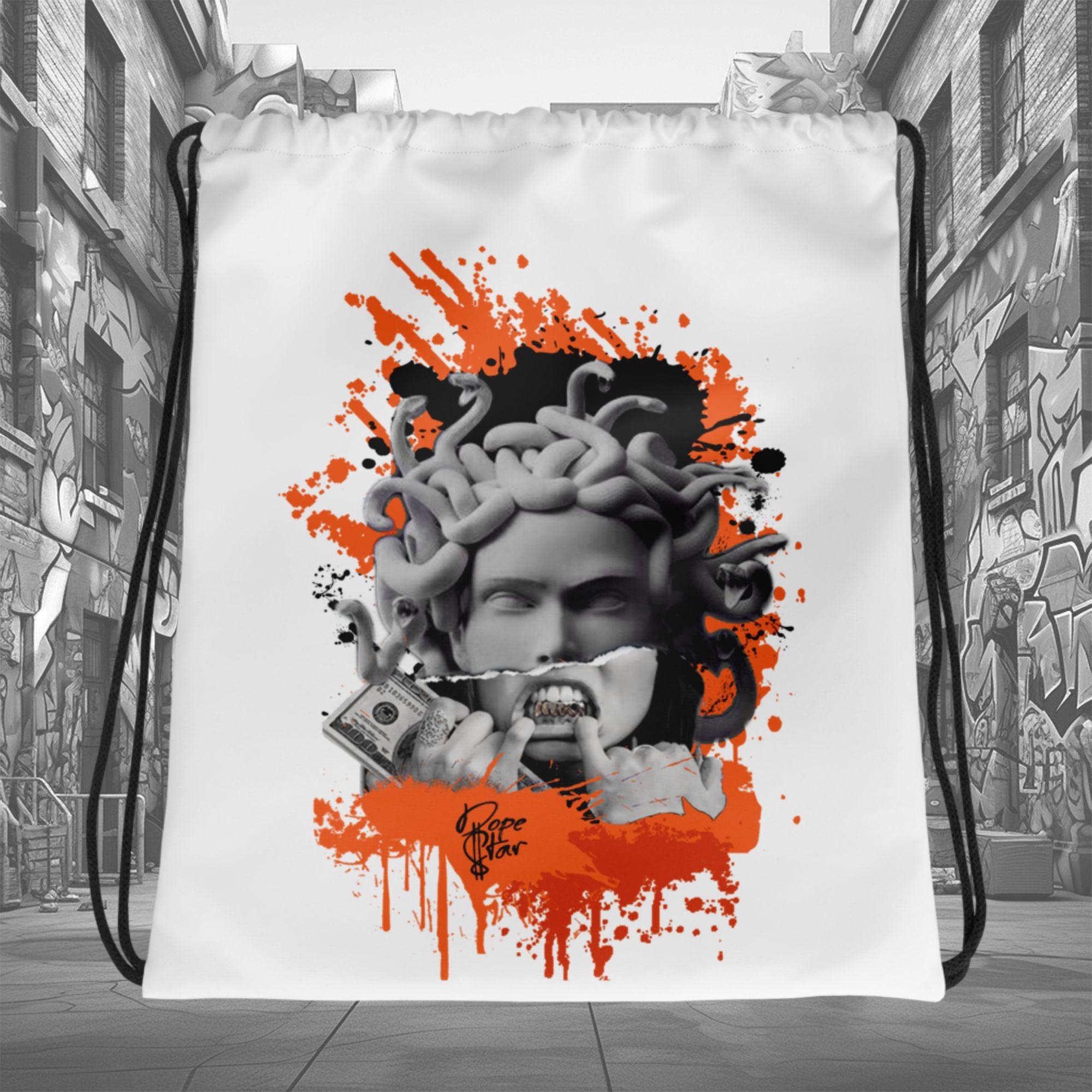 Amazing White MEDUSA Drawstring Bag Air Jordan 12 Retro WNBA All-Star Brilliant Orange photo.